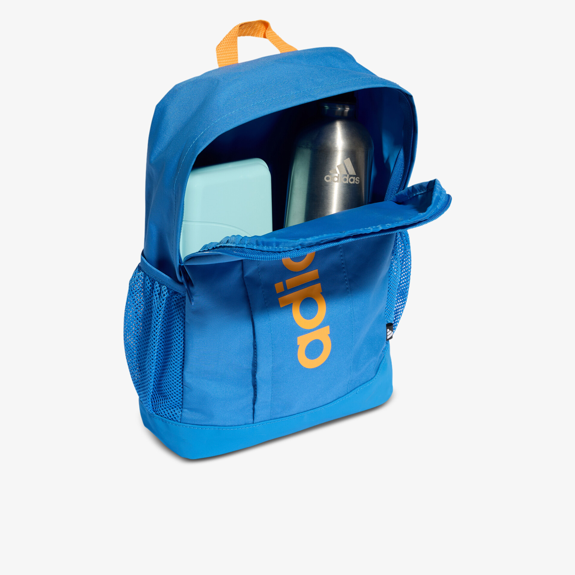 Moderner blauer Rucksack mit großem Hauptfach, praktischen Seitentaschen und bequemem Tragegriff für vielseitigen Einsatz