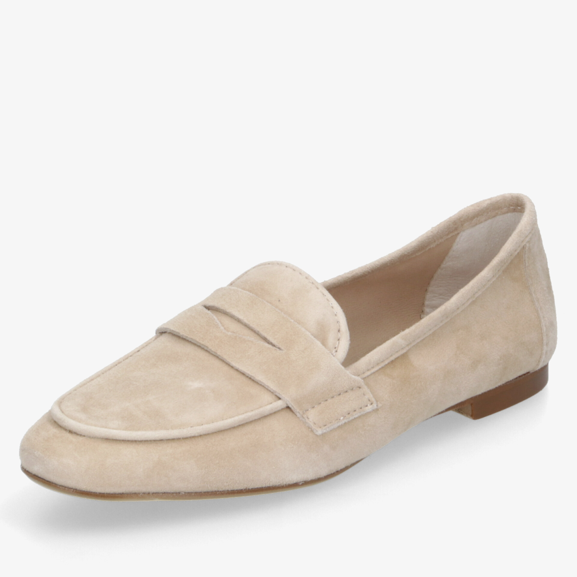 Beiger Wildleder-Slipper mit flachem Absatz und komfortablem Design, klassisch und zeitlos