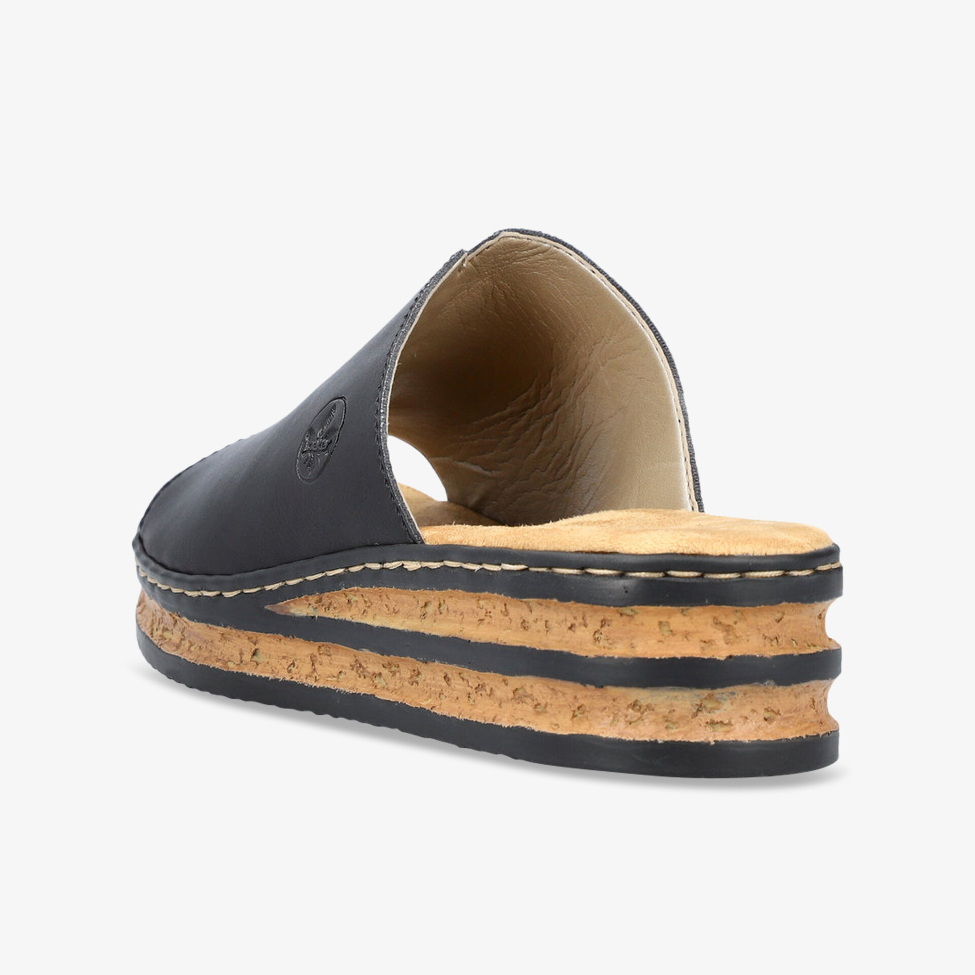 Schwarze Pantoletten mit mittelhohem Keilabsatz, Bequemlichkeit und modernem Design