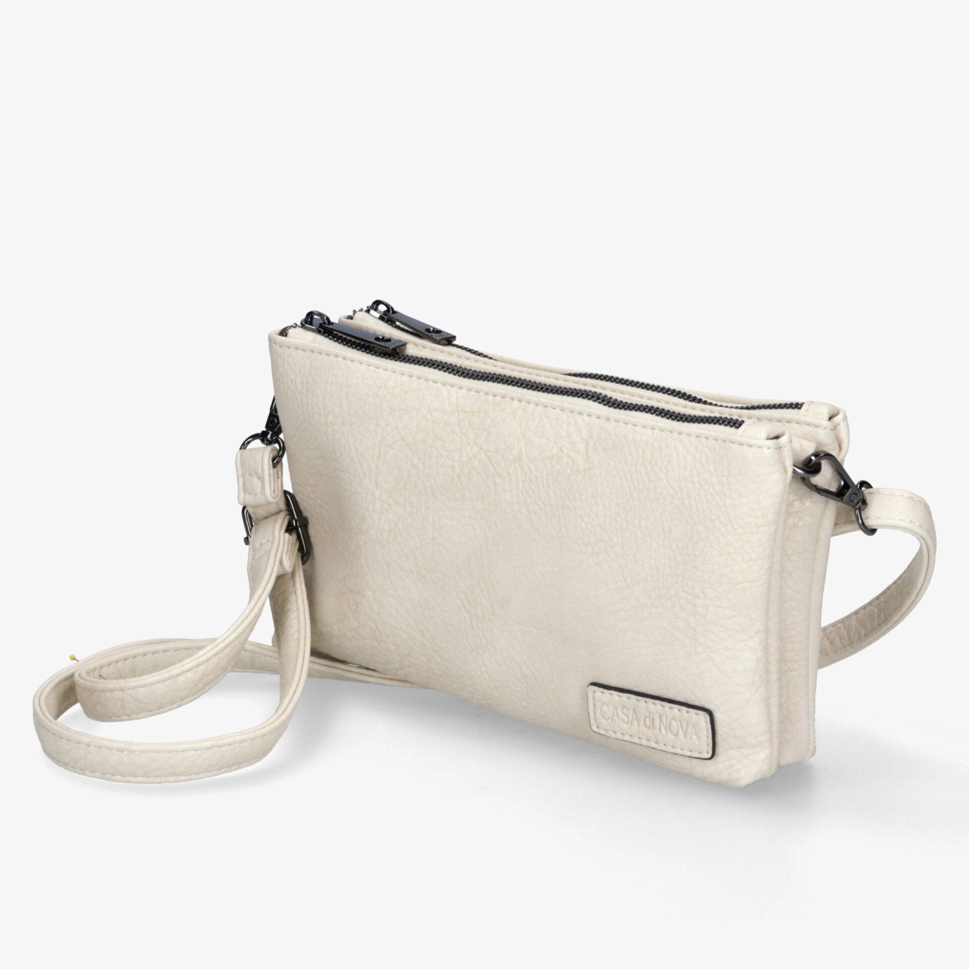 schlanke beige Umhängetasche mit hochwertiger Verarbeitung und verstellbarem Schulterriemen für praktische Nutzung