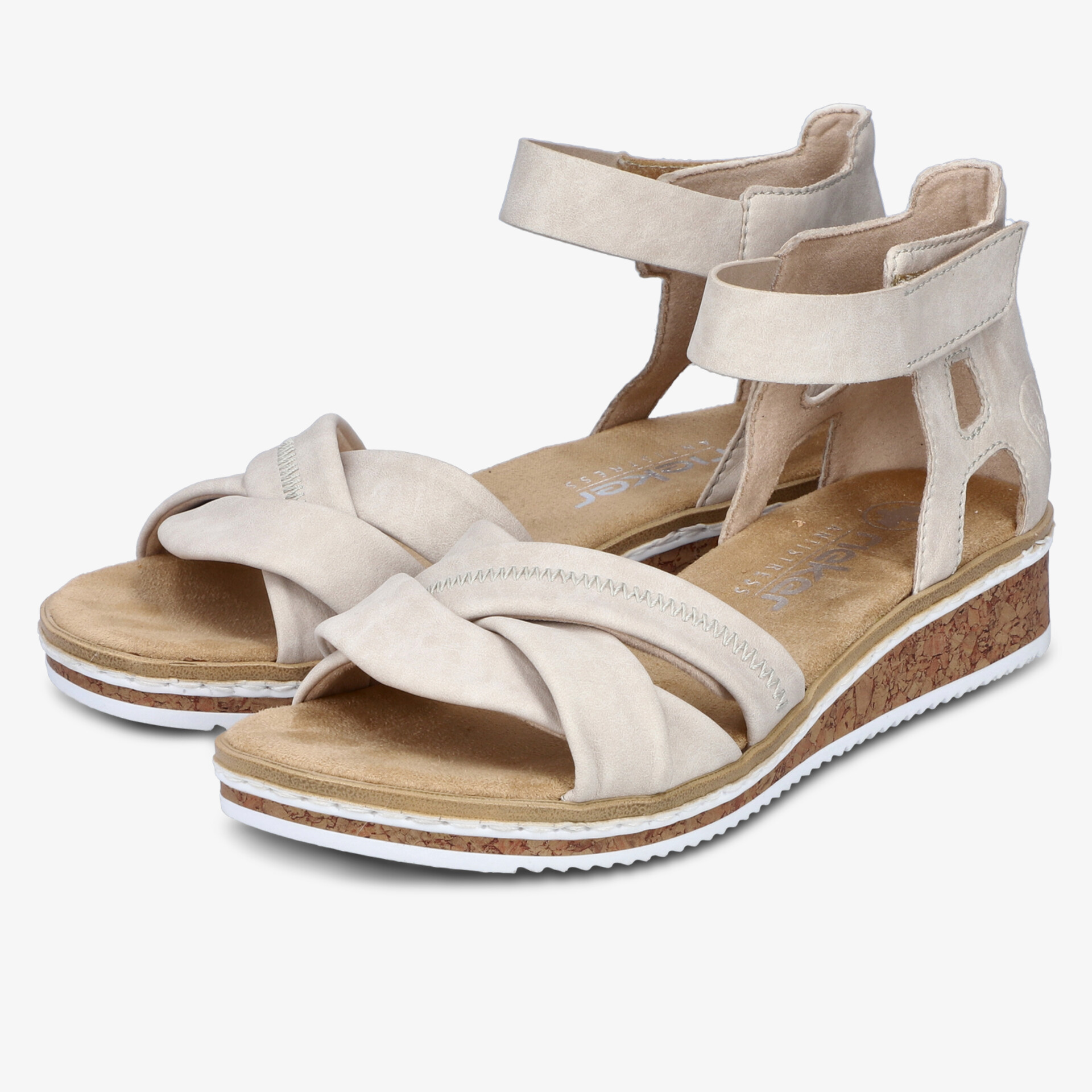 Beige Sandalen mit Plateau, Riemchen und verstellbarem Klettverschluss für bequemen Halt und modischen Auftritt