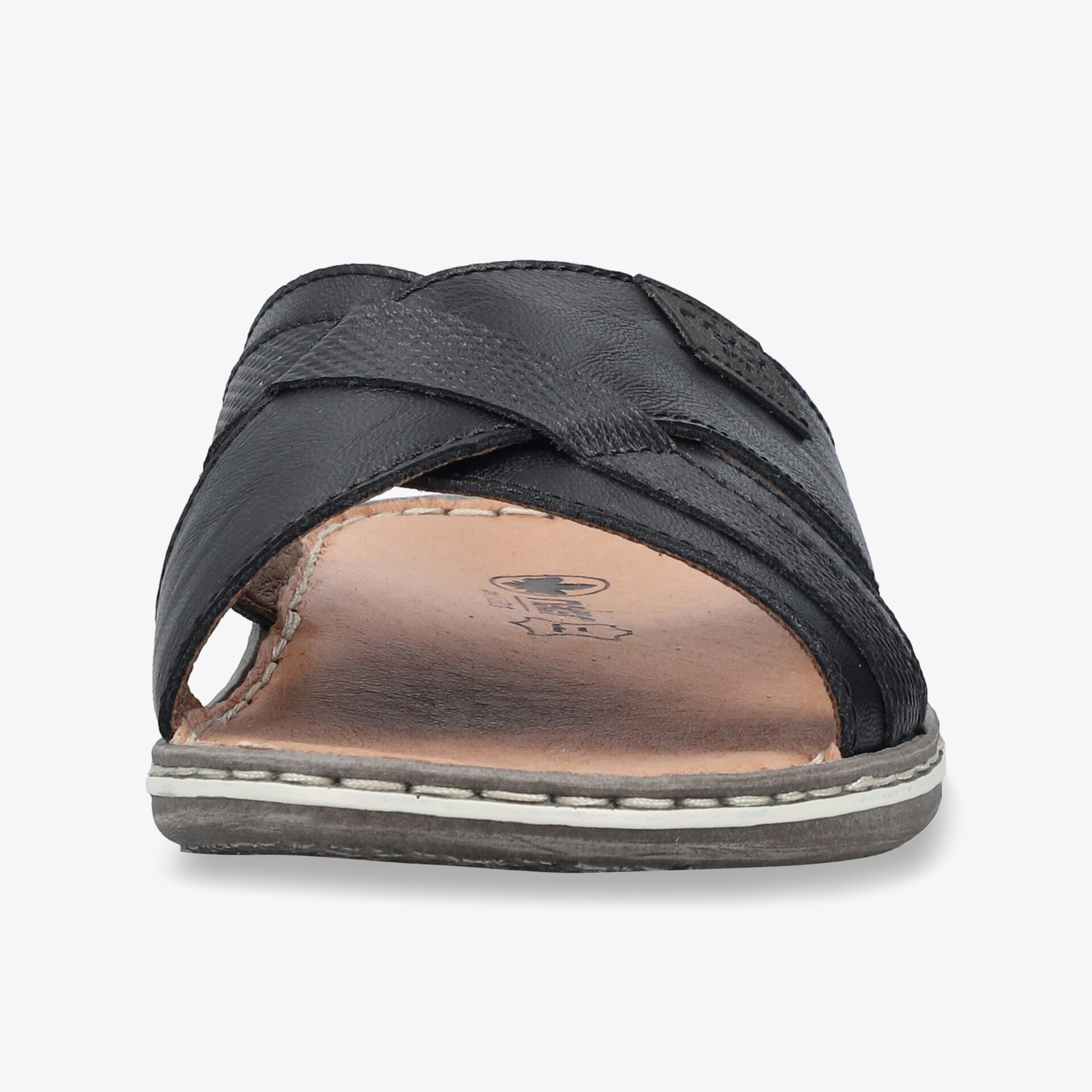 Bequeme Sandale mit gepolsterter Innensohle, rutschfester Sohle und verstellbaren Riemen in Frontansicht