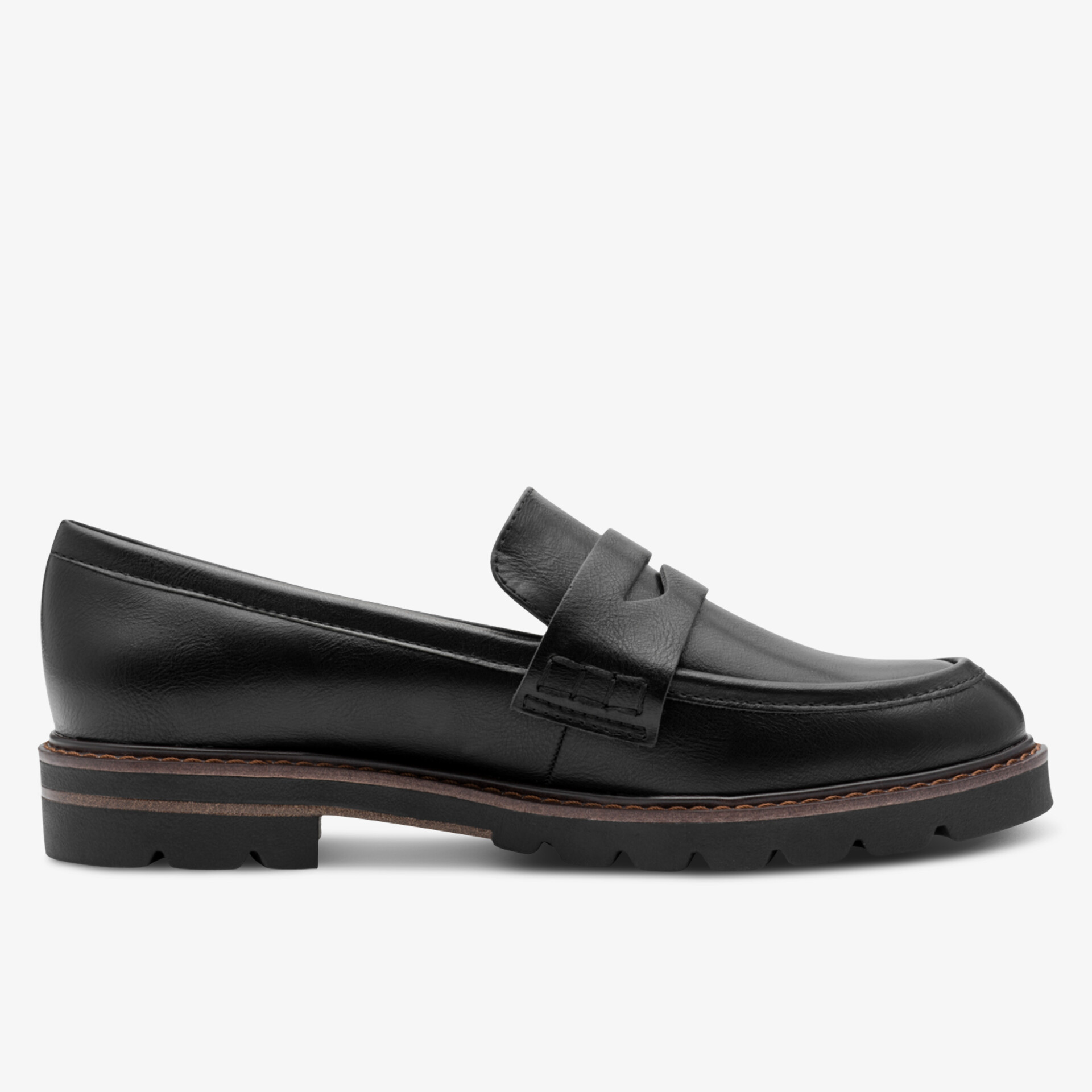 Eleganter schwarzer Slipper mit robuster, rutschfester Sohle und Komfort für ganztägiges Tragen