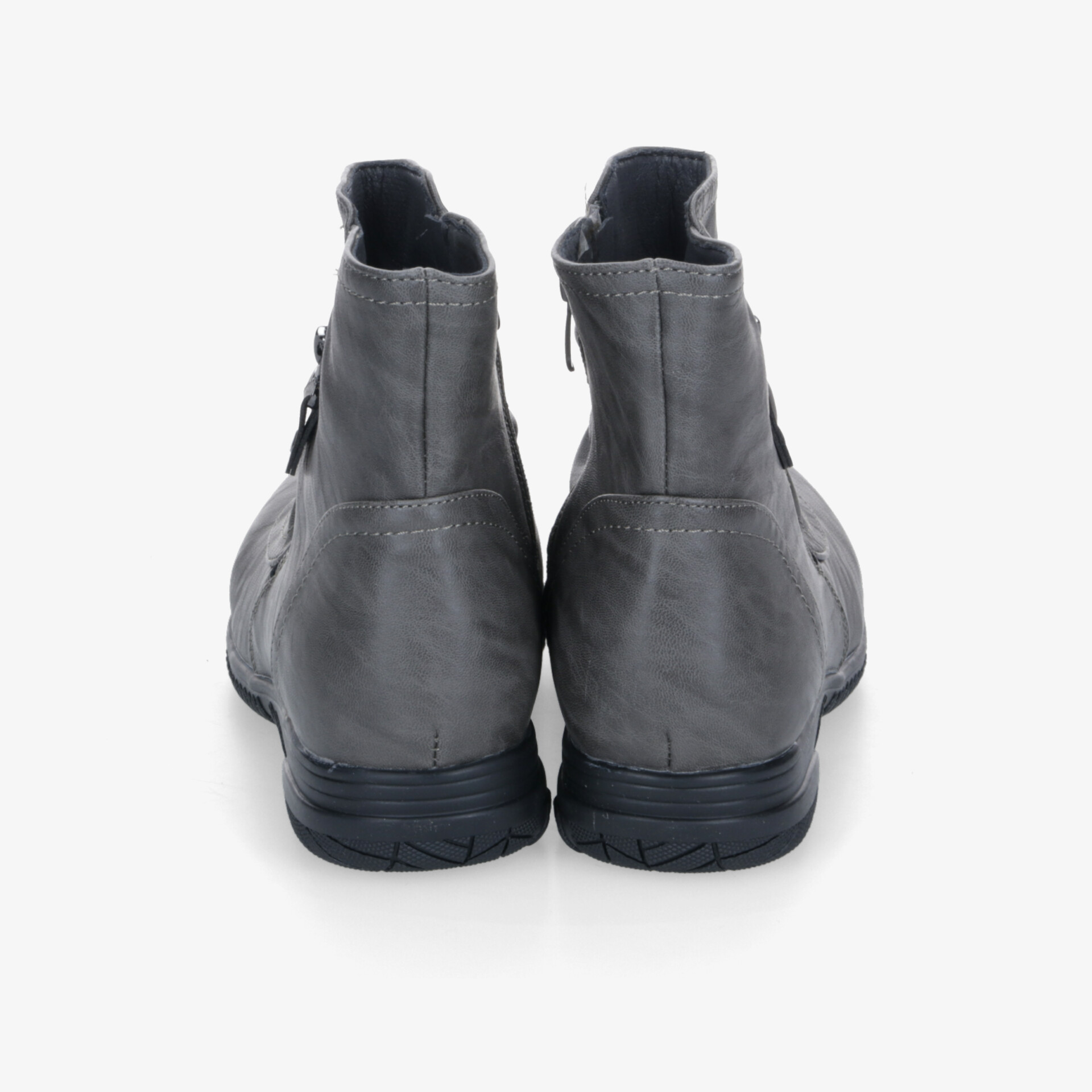 Graue Schuhe aus hochwertigem Leder mit robustem Profil und praktischem Reißverschluss für komfortables Tragen