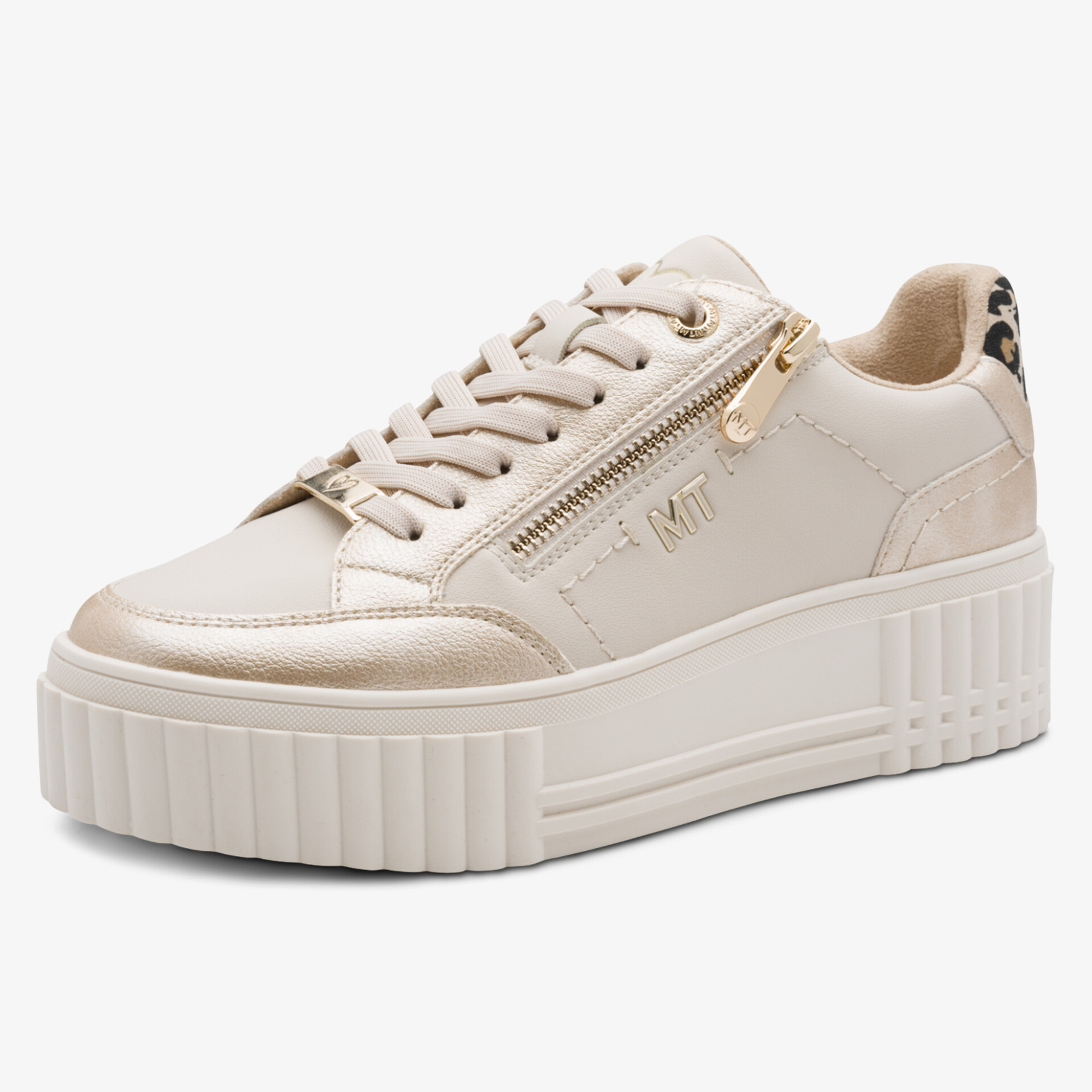 Trendiger Plateau-Sneaker mit seitlichem Reißverschluss und bequemer Passform in heller Farbe