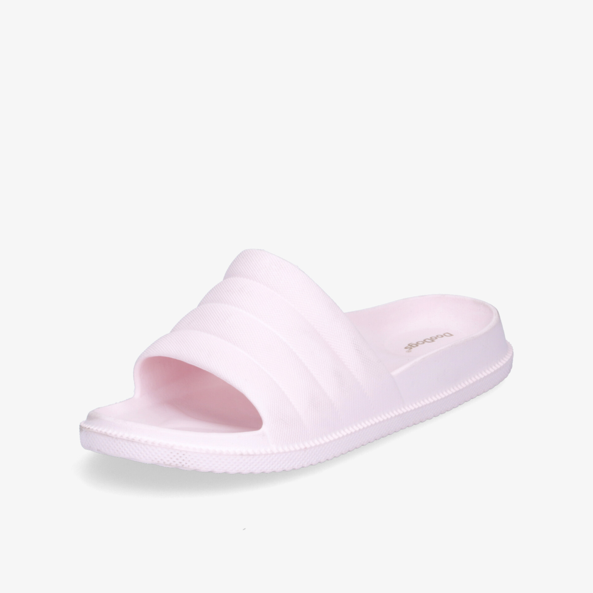 Komfortable und stilvolle leichte Badesandale in sanftem Rosa, ideal für Freizeit und Entspannung.
