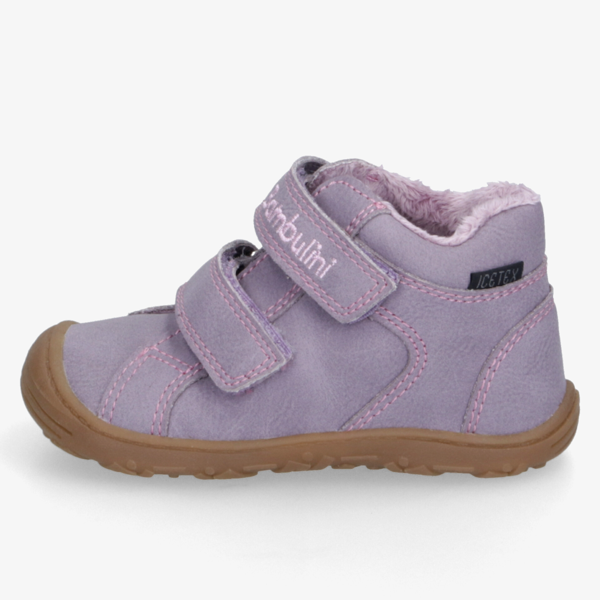 Bequemer Kinderstiefel mit weichem Innenfutter, stabilem Halt, flexiblem Laufkomfort und praktischem Klettverschluss in helllila Farbe