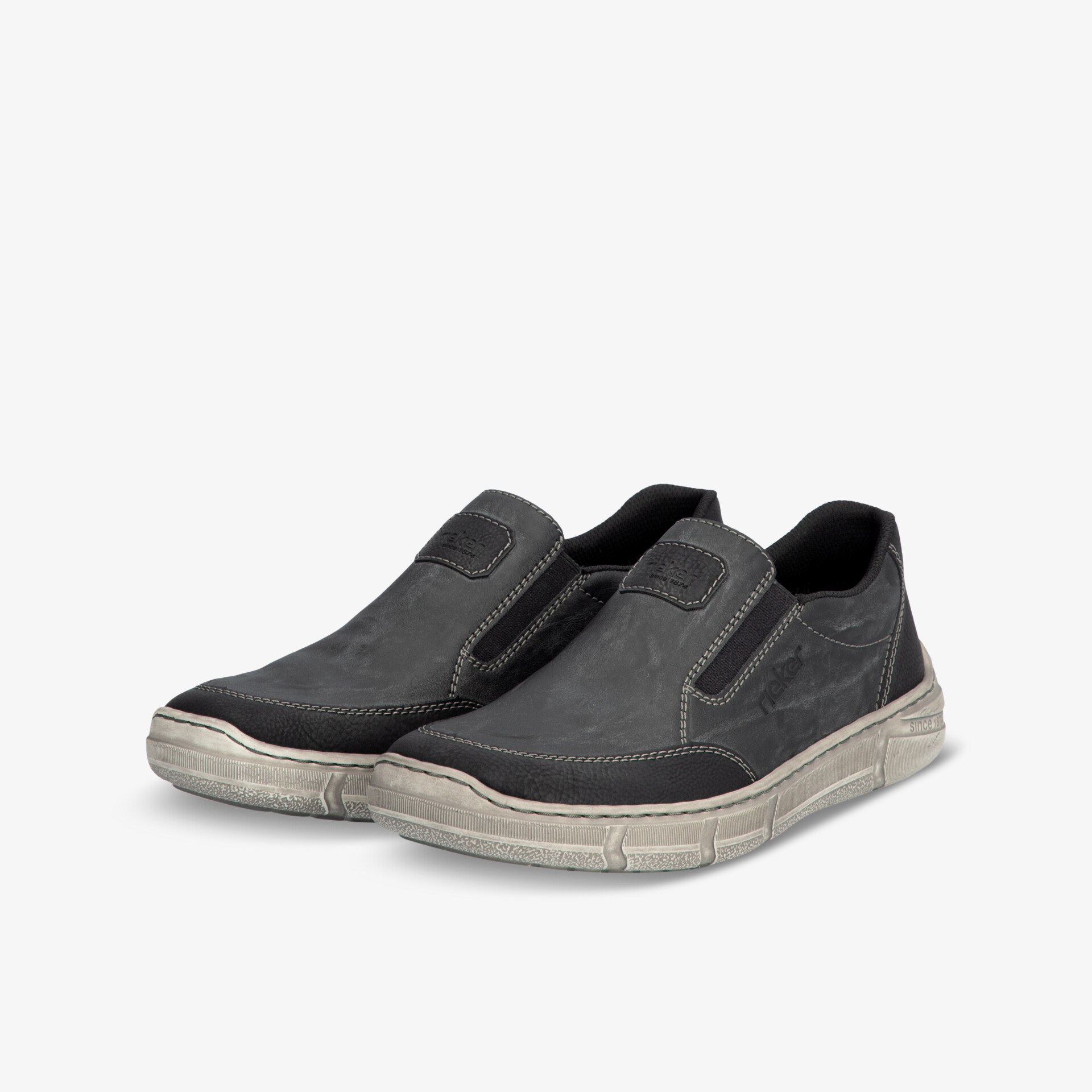 Schwarze Slip-On Sneaker mit elastischen Einsätzen, rutschfester Sohle und bequemem Tragekomfort für den Alltag
