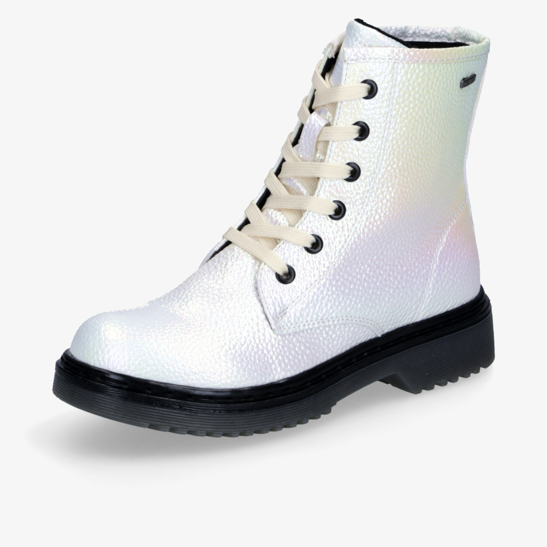 Robuster weißer Boot mit dick profilierter Sohle und stabiler Schnürung für sicheren Halt