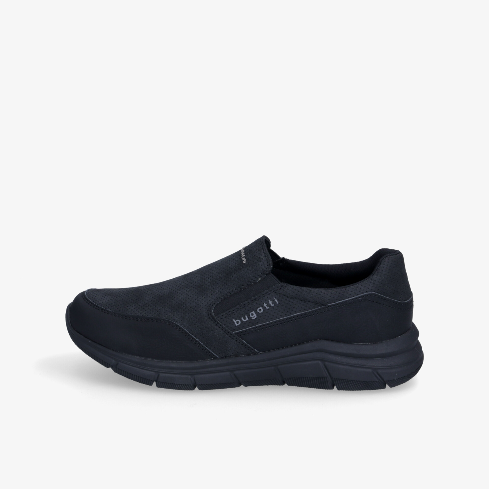 Eleganter schwarzer Slip-On-Schuh mit komfortabler Passform und rutschfester Sohle für vielseitige Nutzung.