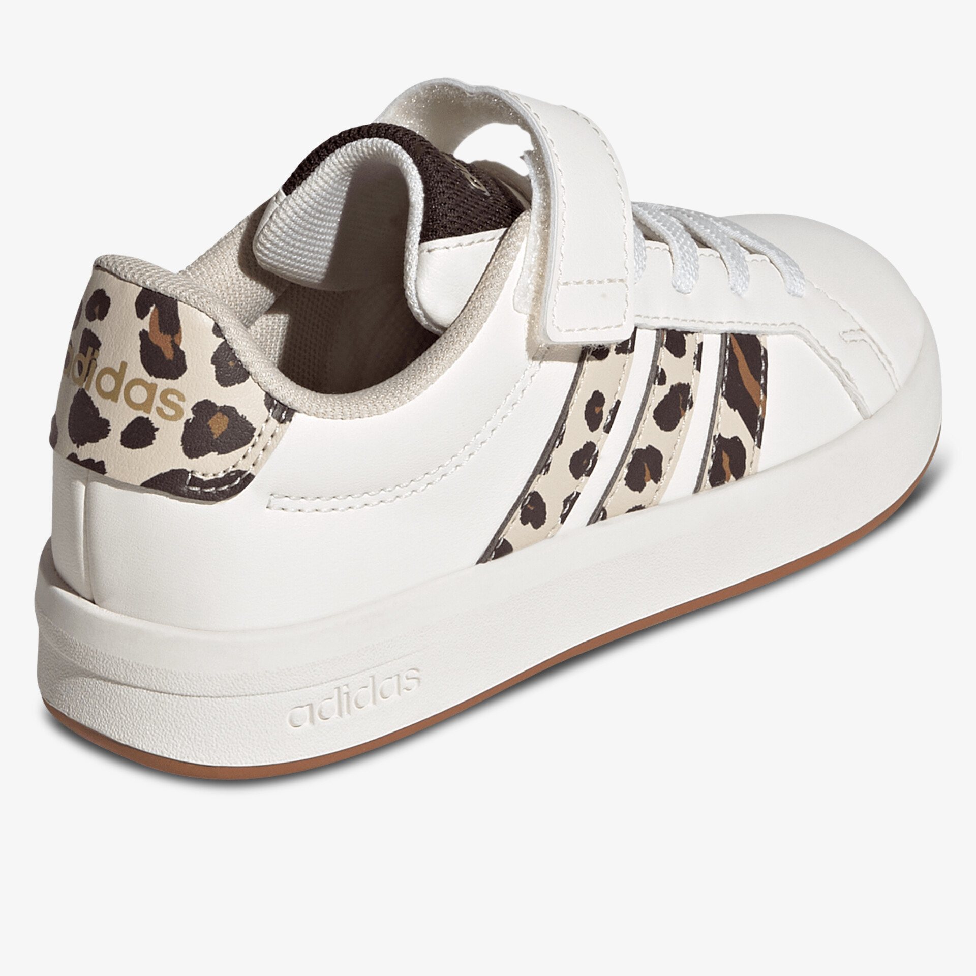 Weißer Sneaker mit Klettverschluss und modischem Leo Print, sportlich und bequem für den Alltag