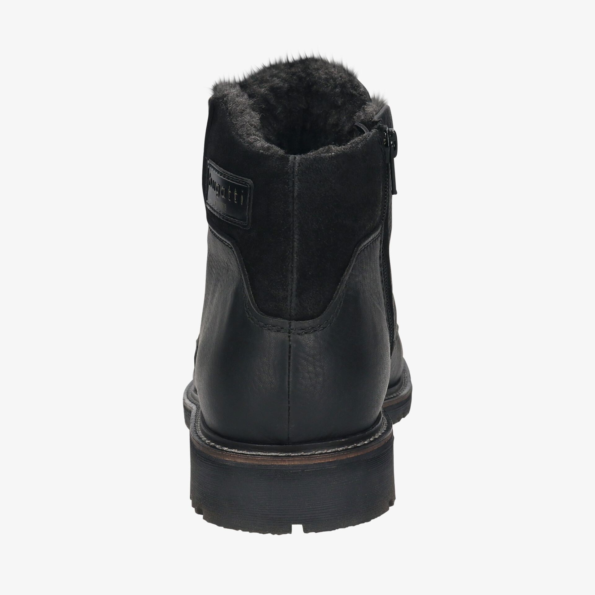 Robuster Schuh mit warmer Innenfütterung und stabiler Sohle, Rückansicht für sicheren und bequemen Halt