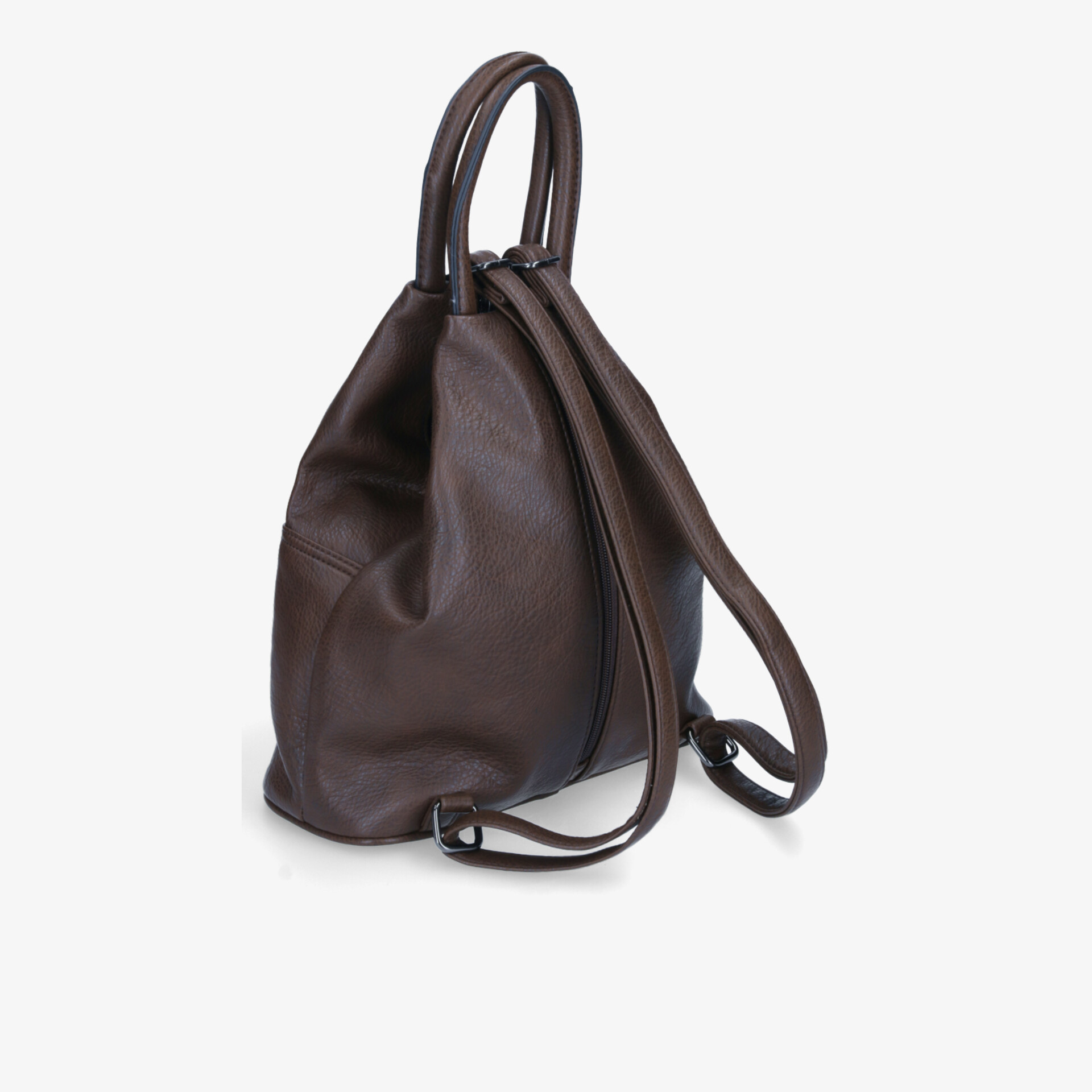 Elegante dunkle Tasche aus weichem Material mit kompakten Maßen, praktischen Henkeln und abnehmbarem Schulterriemen