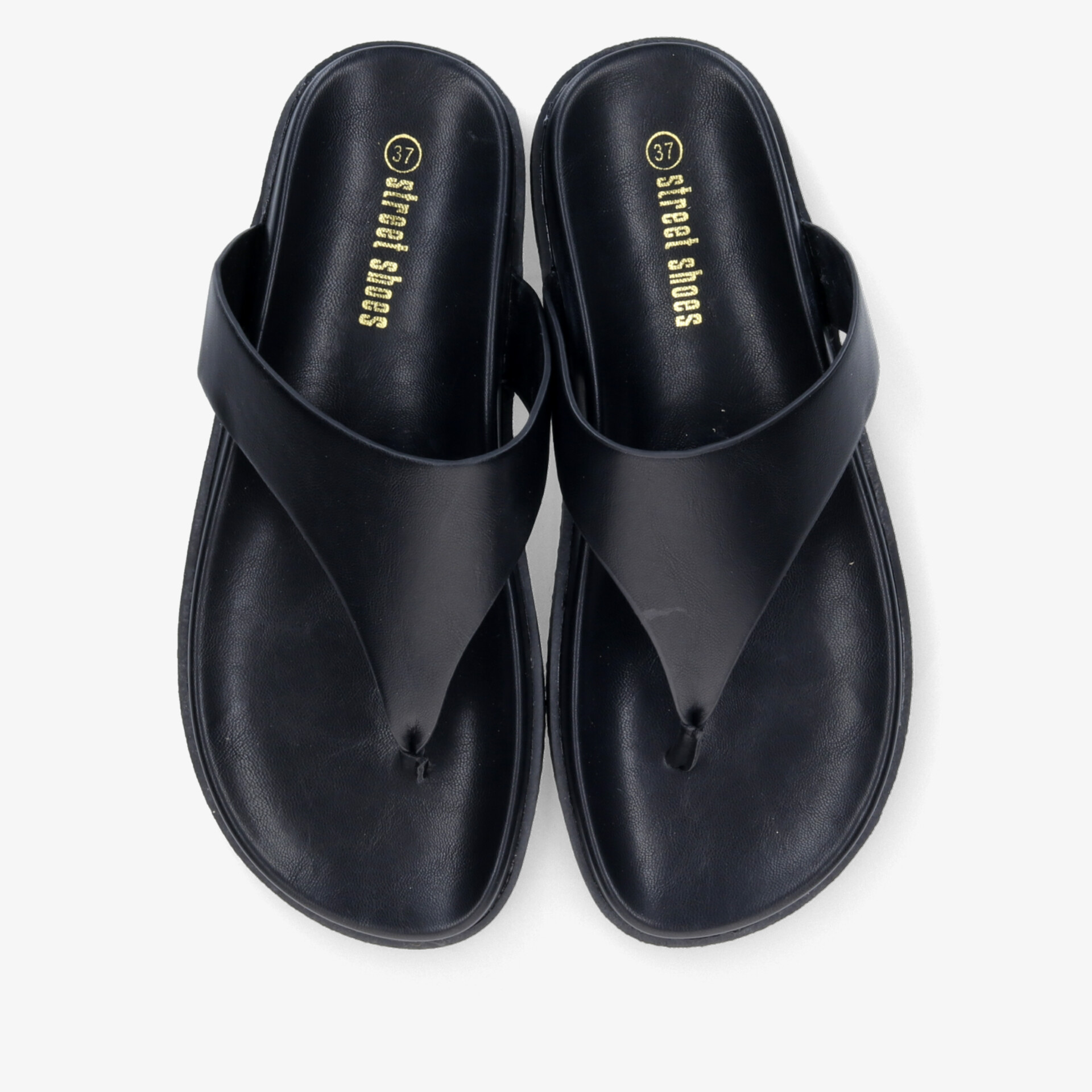 Schwarzes Paar Flip Flops aus flexiblem, rutschfestem Material mit komfortabler Passform