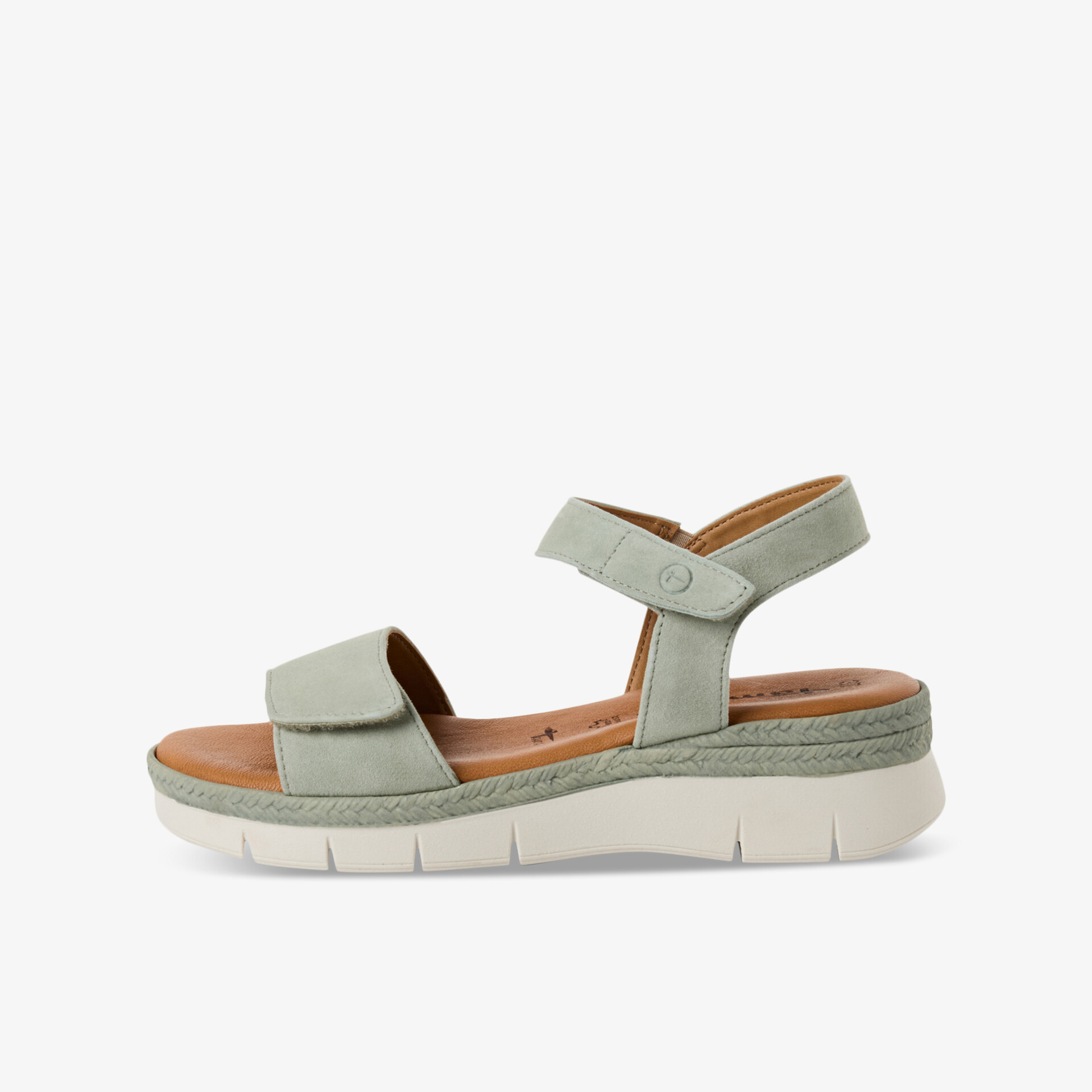 Bequeme grüne Sandale mit verstellbaren Riemen und gepolsterter, flexibler Sohle für ganztägigen Komfort