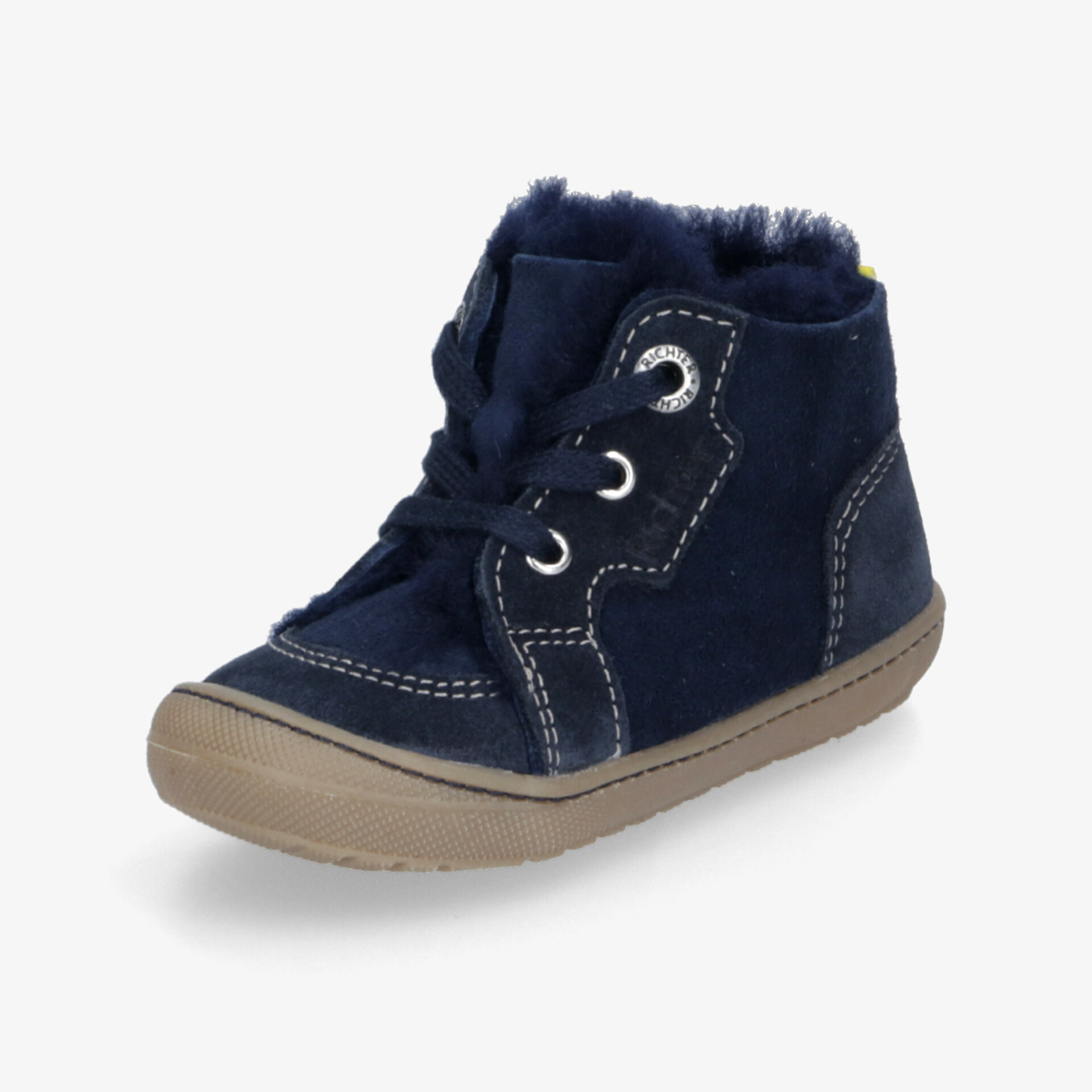 Warmer blauer Kinderschuh mit rutschfester Sohle und weichem Innenfutter für optimalen Tragekomfort