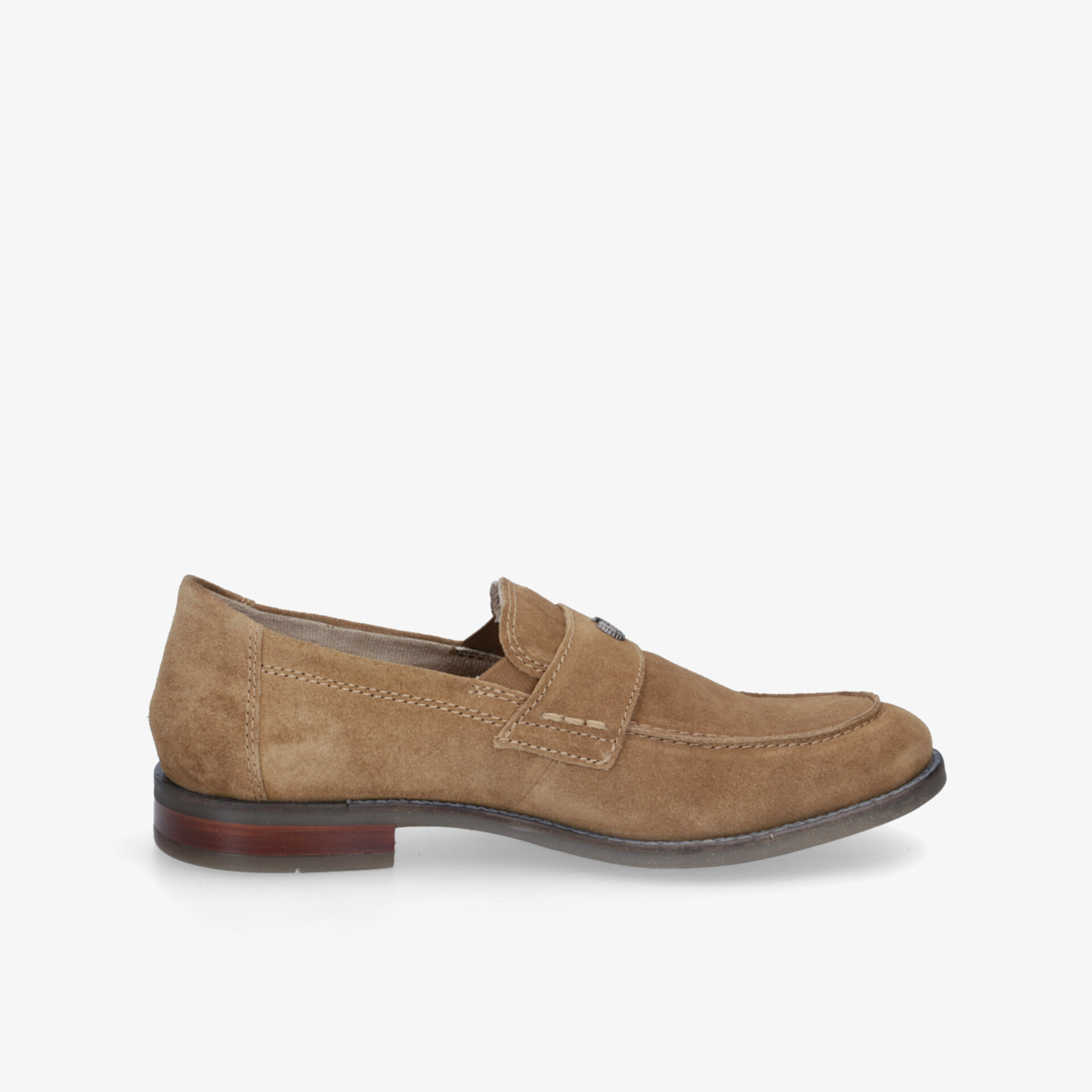 Elegante braune Wildlederloafer mit schlichter Naht und bequemer Passform für einen stilvollen Auftritt.