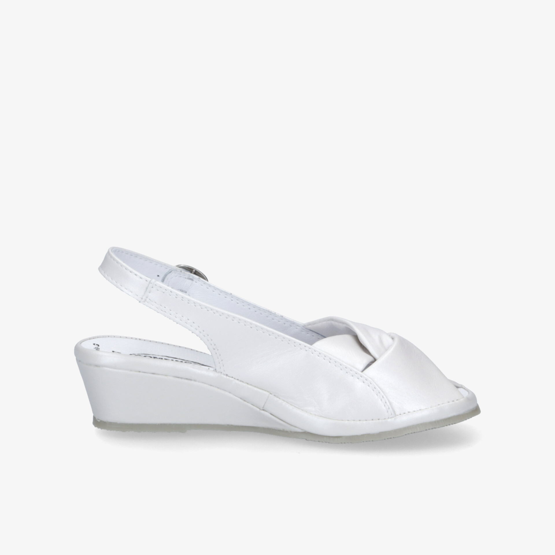 Weißer Keilsandalette mit Riemen und bequemem Absatz, eleganter und leichter Sommer-Schuh für stilvollen Komfort