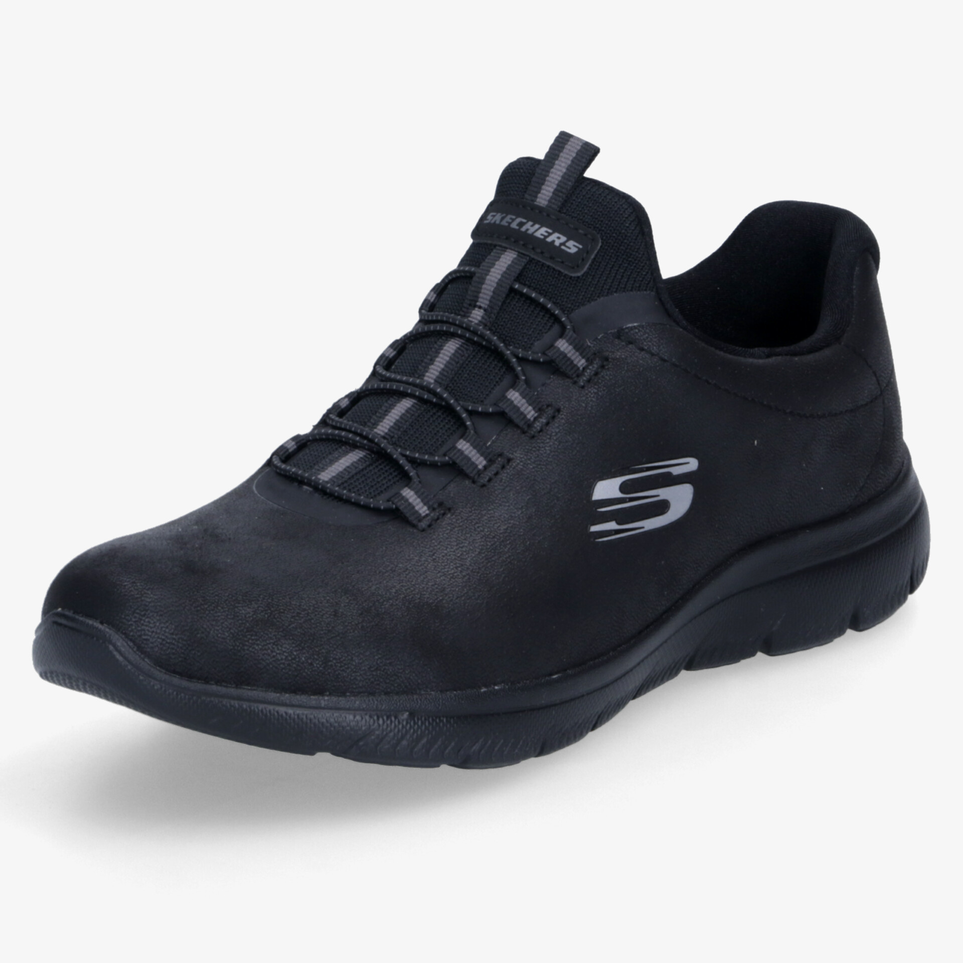 Schwarzer Sportschuh mit stabiler Schnürung und leichter, flexibler Sohle für optimalen Komfort
