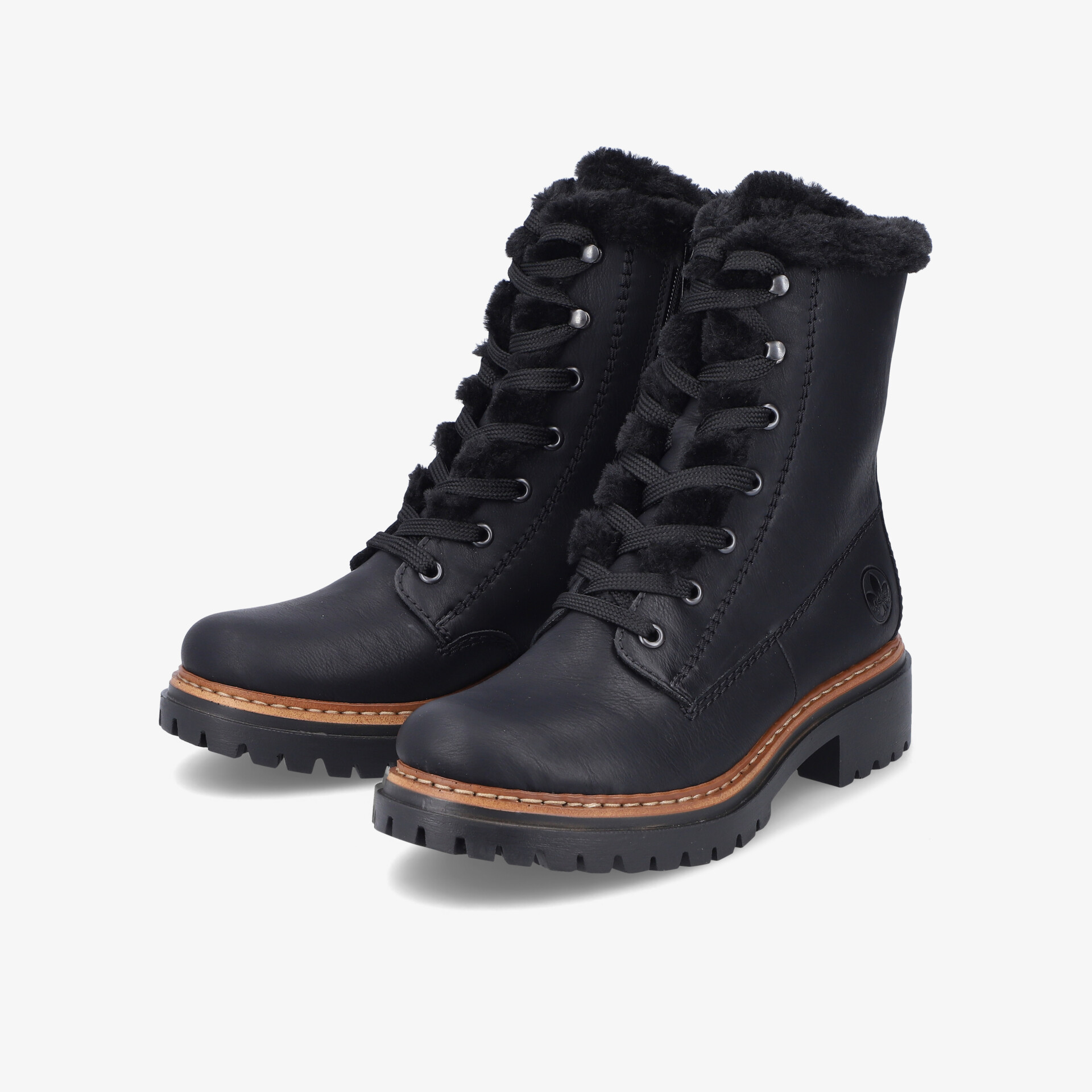 Robuste schwarze Winterstiefel mit warmer Innenfütterung, stabiler Schnürung und rutschfester Sohle für sicheren Halt