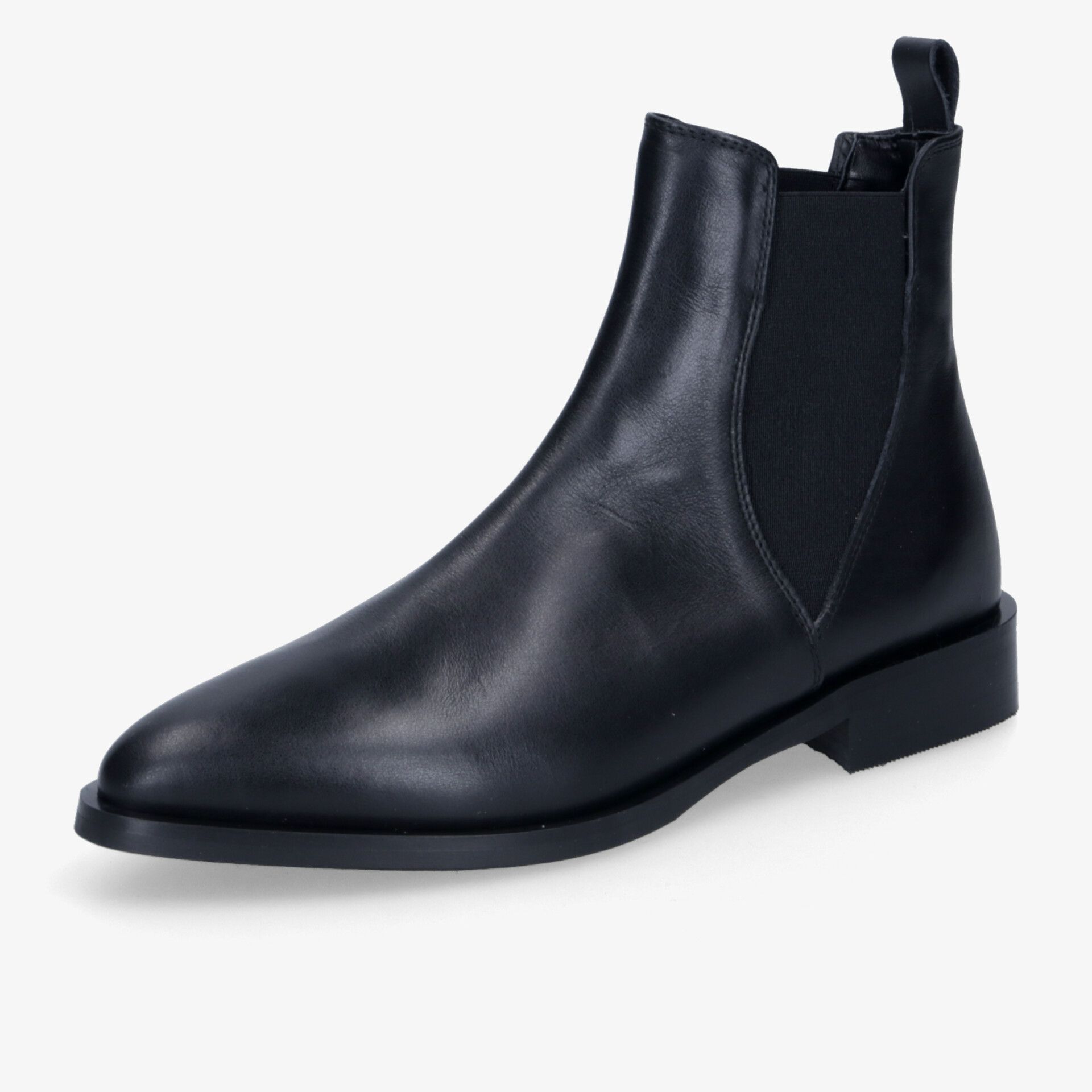 Eleganter schwarzer Chelsea Boot aus glattem Leder mit elastischen Seitenteilen, schlankem Design und hohem Tragekomfort