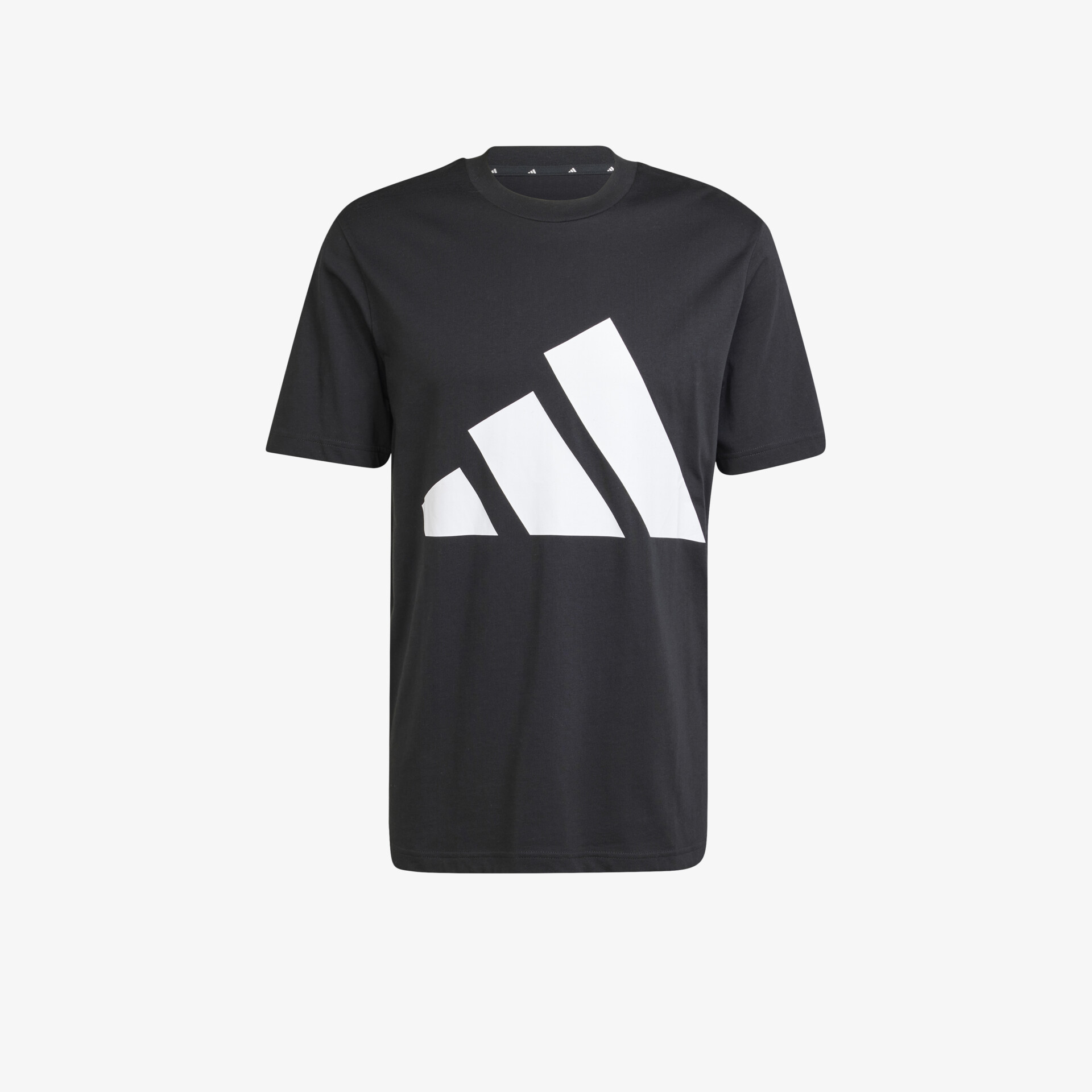 Schwarzes T-Shirt mit großem weißem Logo, bequemem Schnitt und Rundhalsausschnitt, ideal für sportliche und lässige Looks