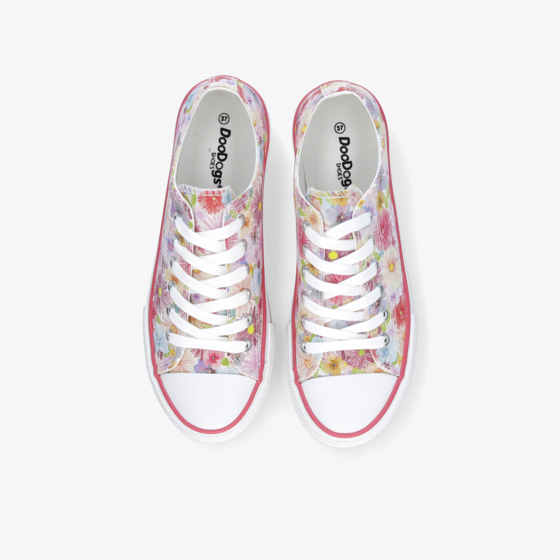 bunte Sneaker mit leichter Passform und atmungsaktivem Material, langlebige Gummisohle und weißen Schnürsenkeln