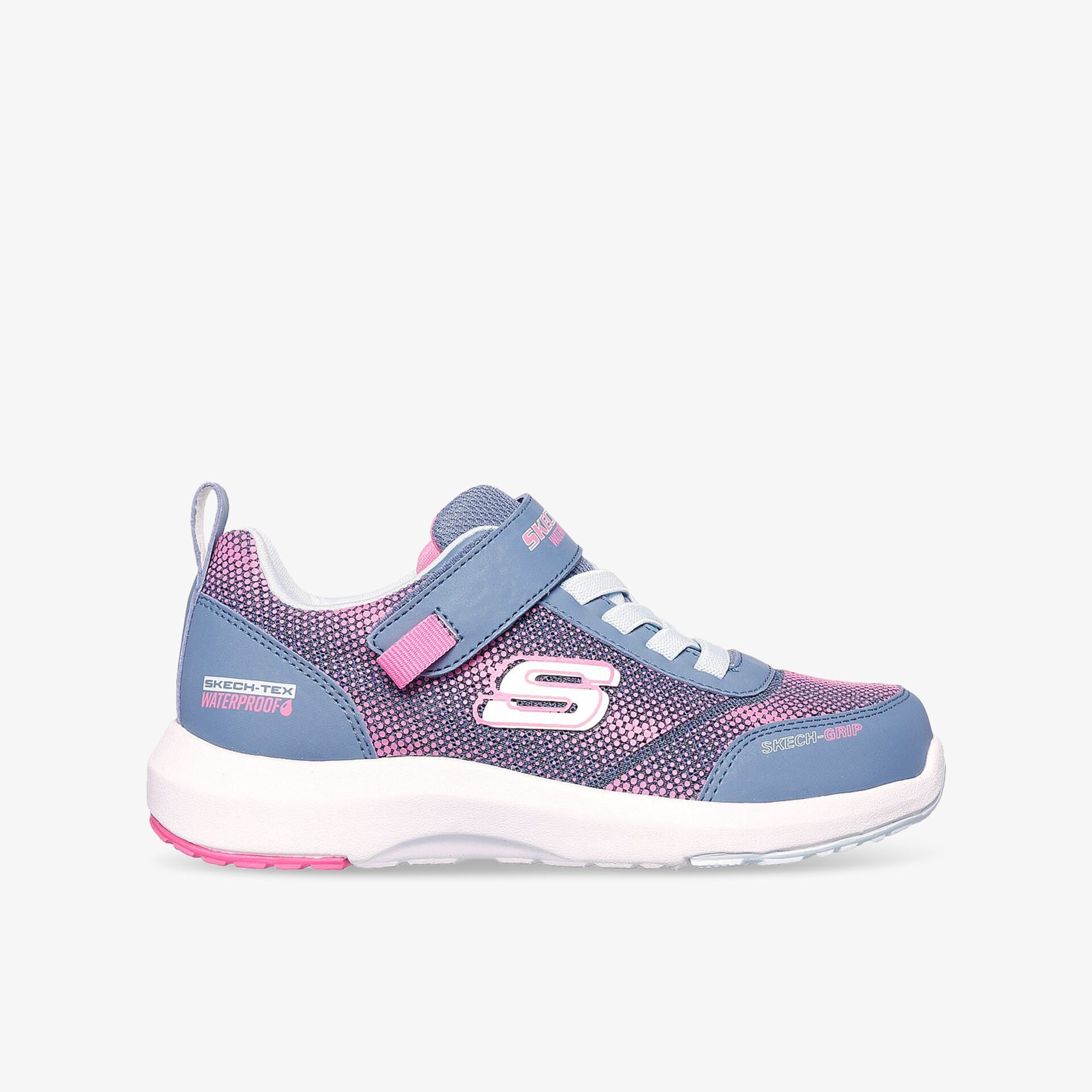 Leichter komfortabler Sportschuh mit rutschfester Sohle und praktischem Klettverschluss in Blau und Pink
