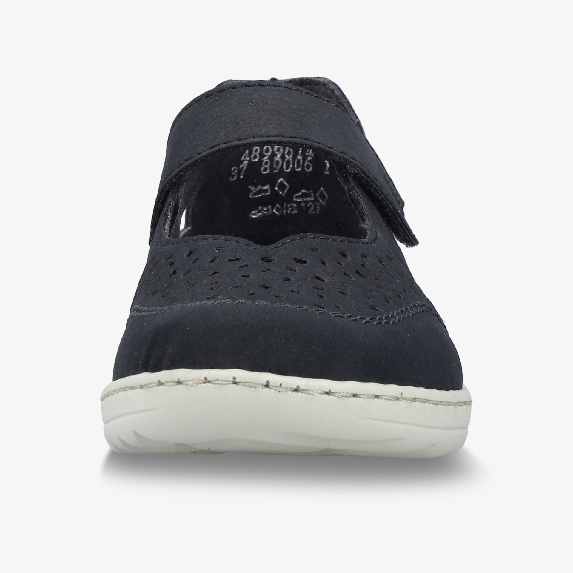 Bequemer und atmungsaktiver Schuh mit strapazierfähiger rutschfester Sohle in Frontansicht