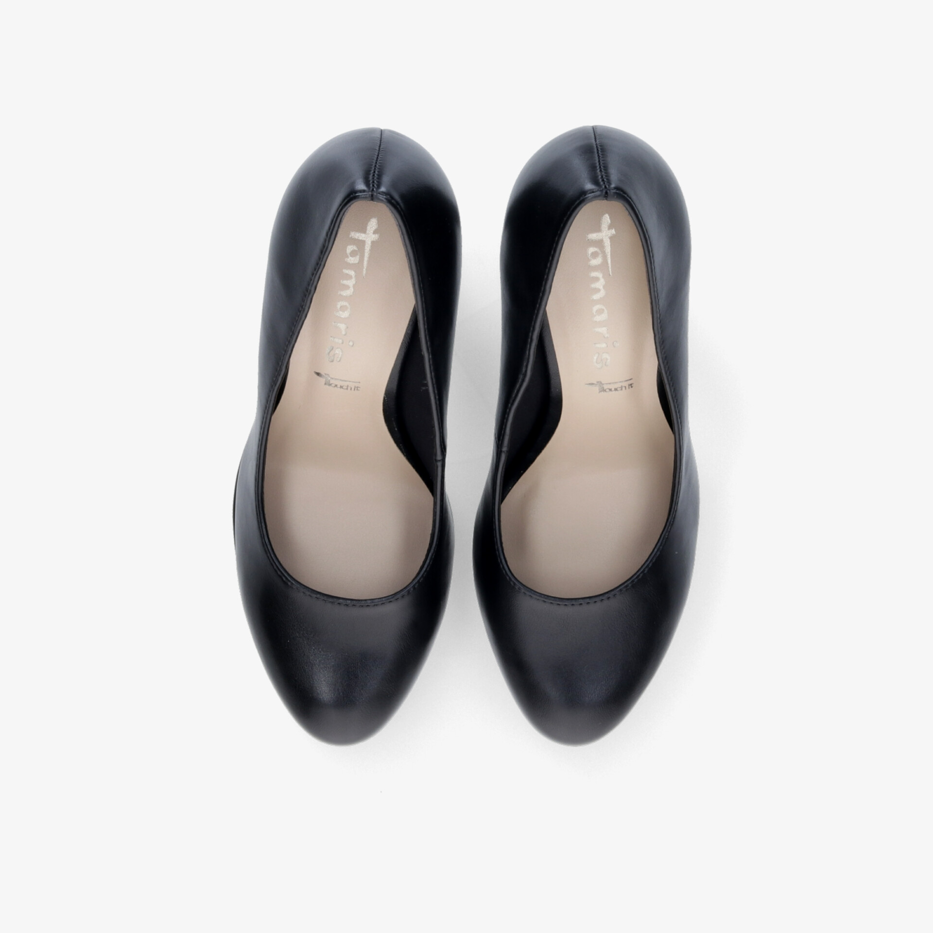 Elegante schwarze Ballerinas im Paar aus hochwertigem Material mit runder Spitze und flachem Absatz