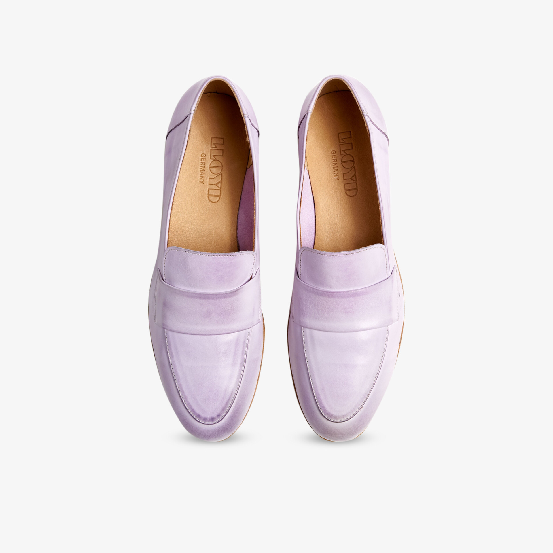Elegante pastellfarbene Lederloafer, ideal für stilvolle Anlässe und komfortables Tragen.