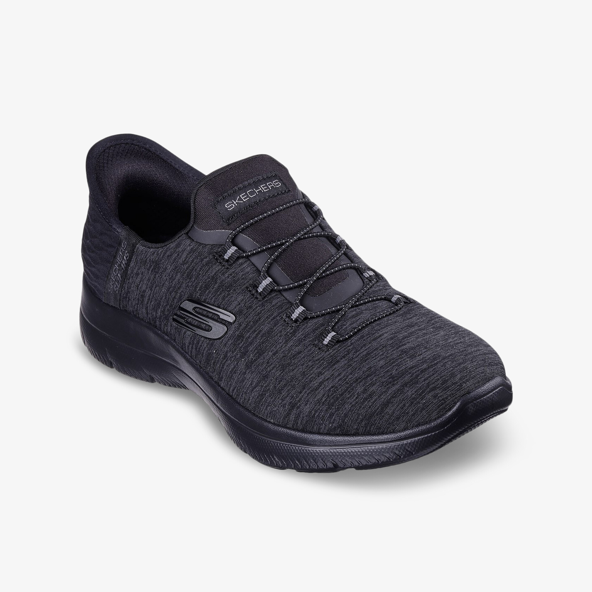 Schwarzer sportlicher Schuh mit komfortablem Design und rutschfester Sohle, ideal für den Alltag