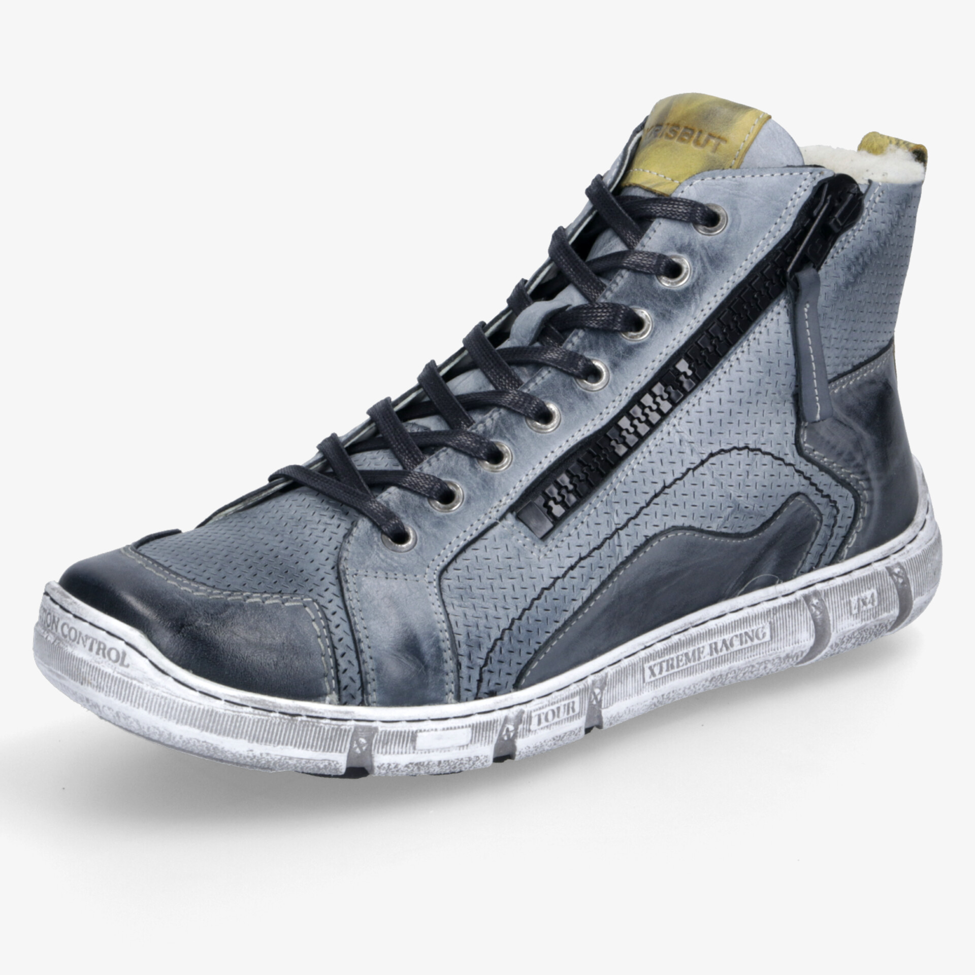 Stylischer Schuh mit robustem Reißverschluss und Schnürung, bequemer hoher Schaft und flexibler Gummisohle