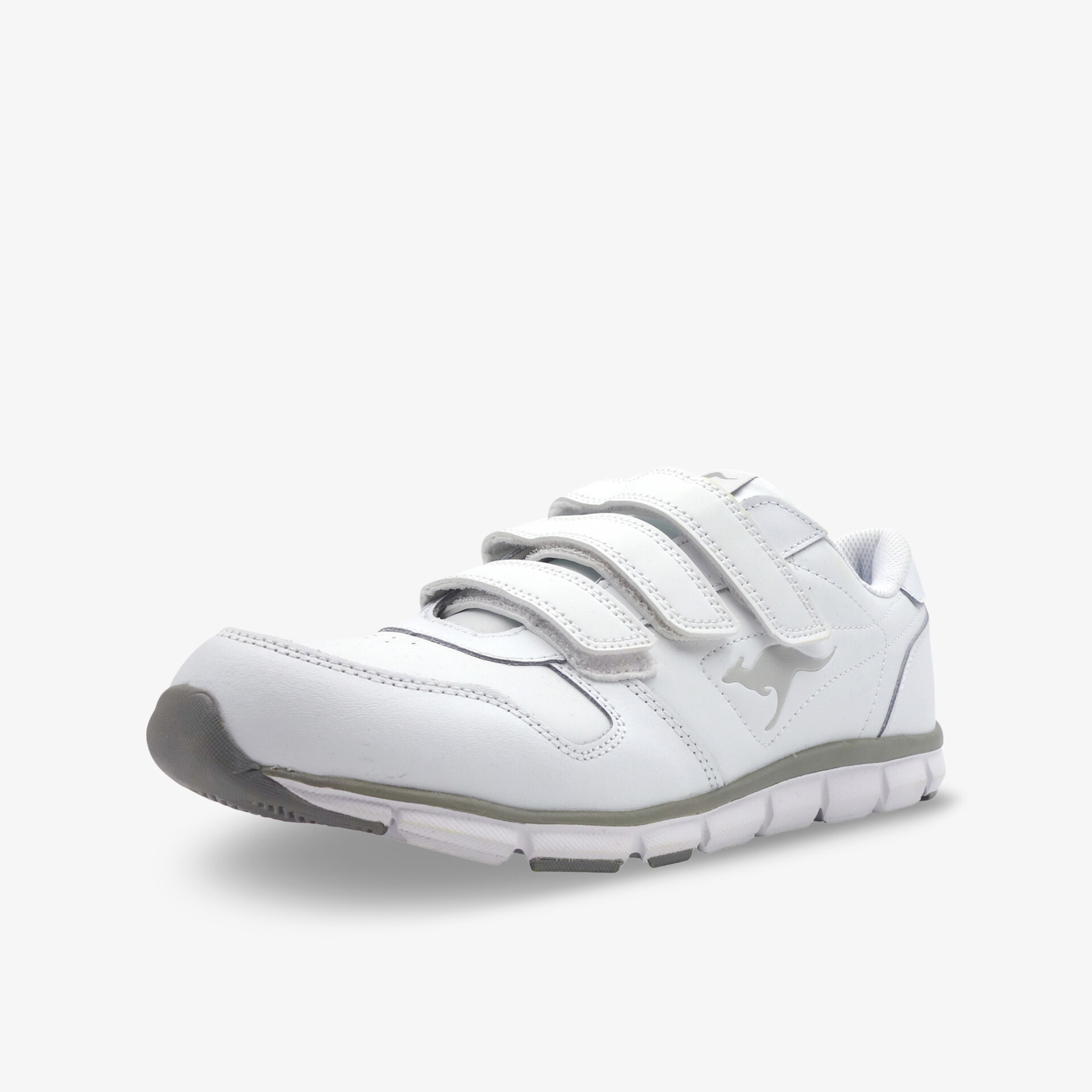 Bequemer weißer Sneaker mit Klettverschluss, ideal für vielseitige Aktivitäten, bietet leichten und flexiblen Tragekomfort.