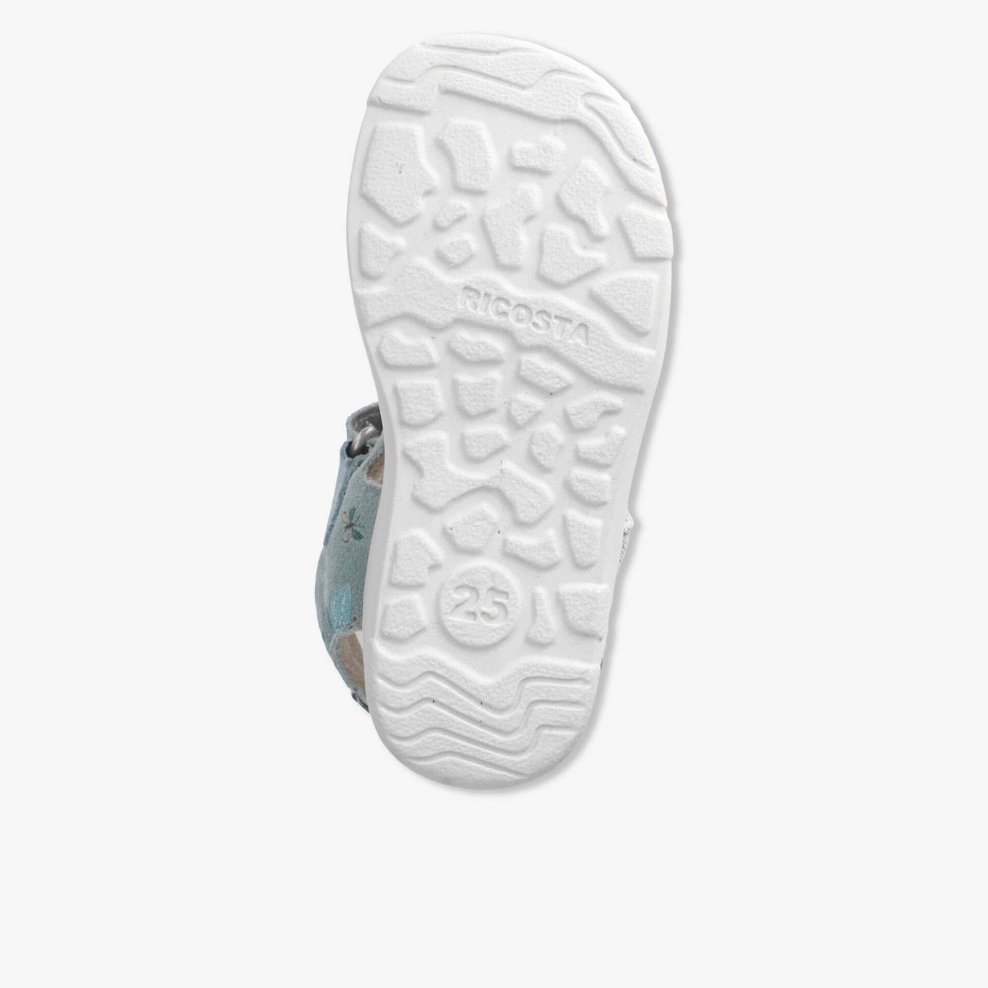 Weiße Schuhsohle mit rutschfestem Profil für optimale Trittsicherheit und hohen Tragekomfort