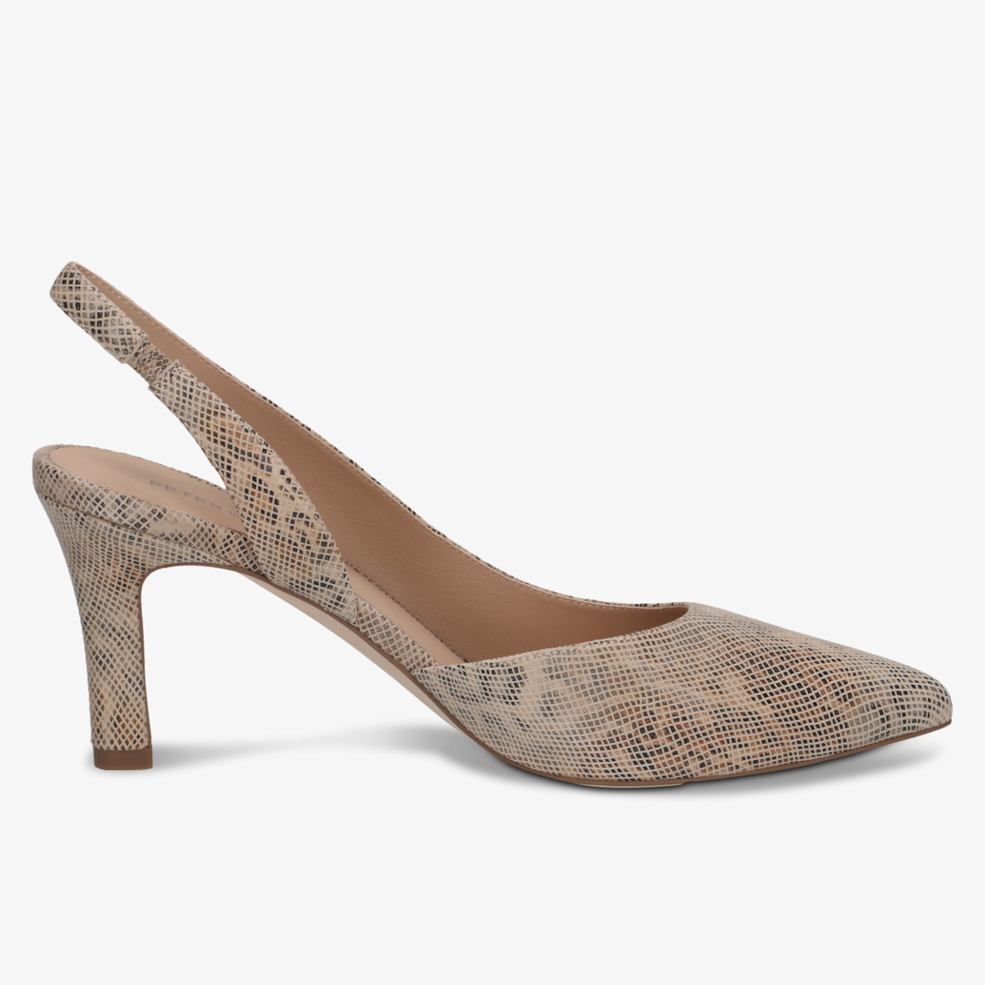 Eleganter Slingback-Pumps mit spitz zulaufender Schlangenleder-Optik und komfortablem Absatz