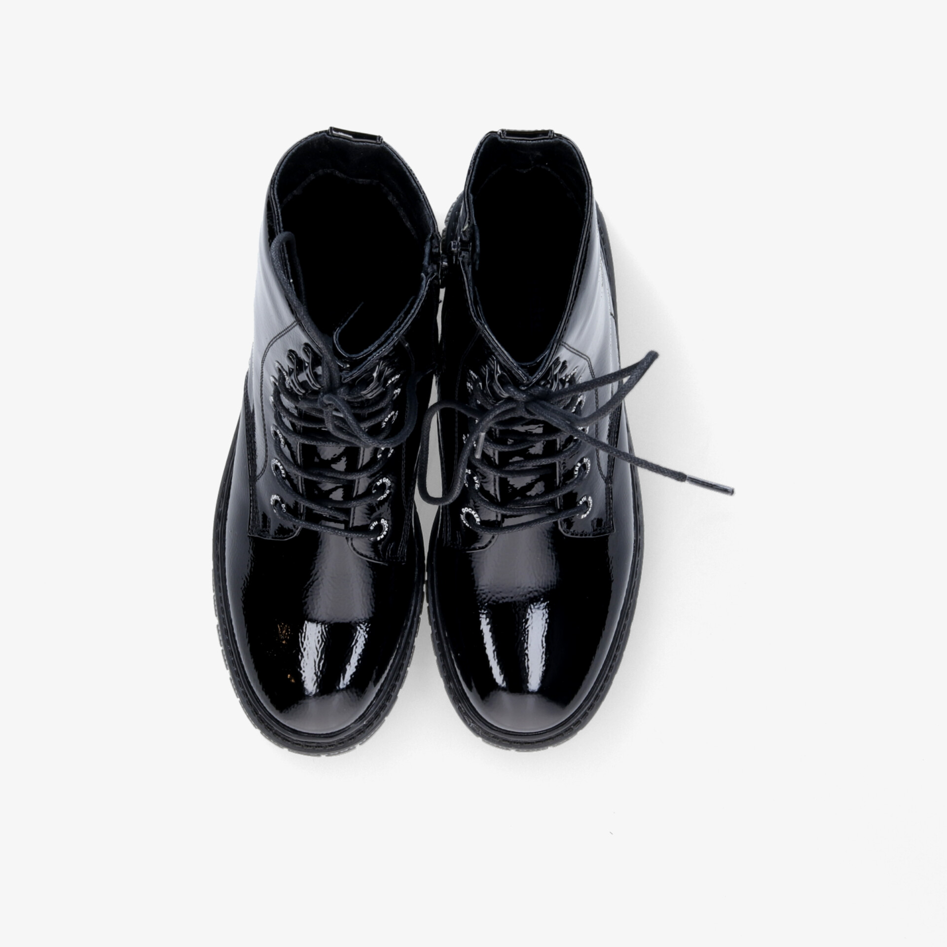 Glänzende schwarze Schnürstiefel, robust und bequem, perfekt für vielseitige modische Outfits