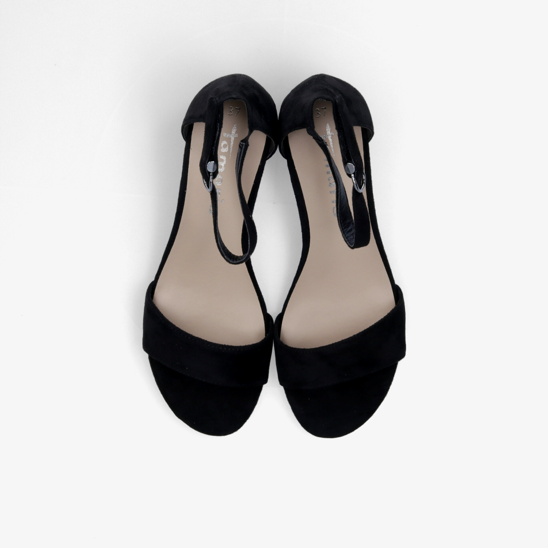 Elegante schwarze offene Sandaletten mit verstellbarem Riemen und bequemer Sohle, modisch und stilvoll