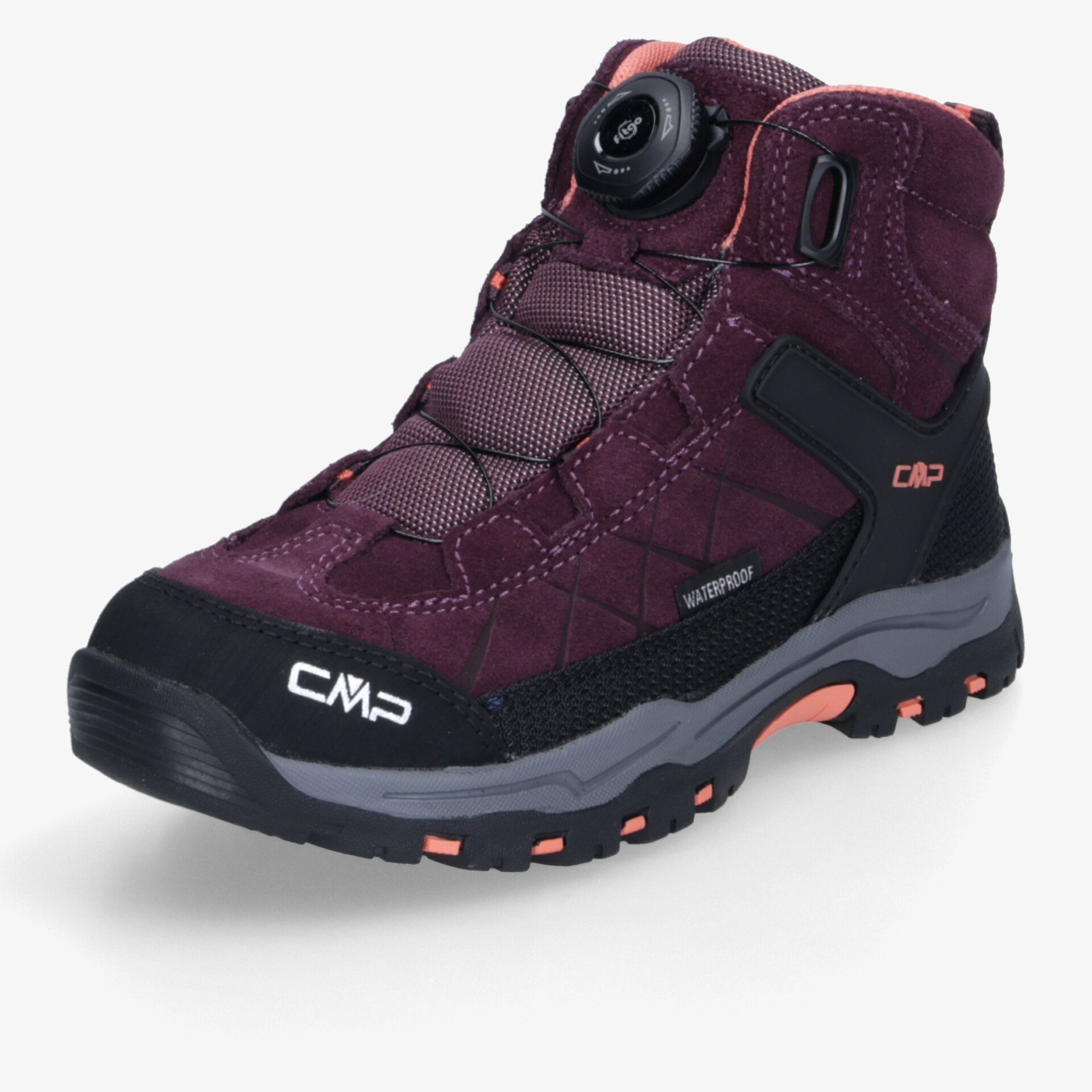 Robuster Wanderschuh in Bordeaux mit wasserabweisendem Material, griffiger Sohle und gepolstertem Komfort