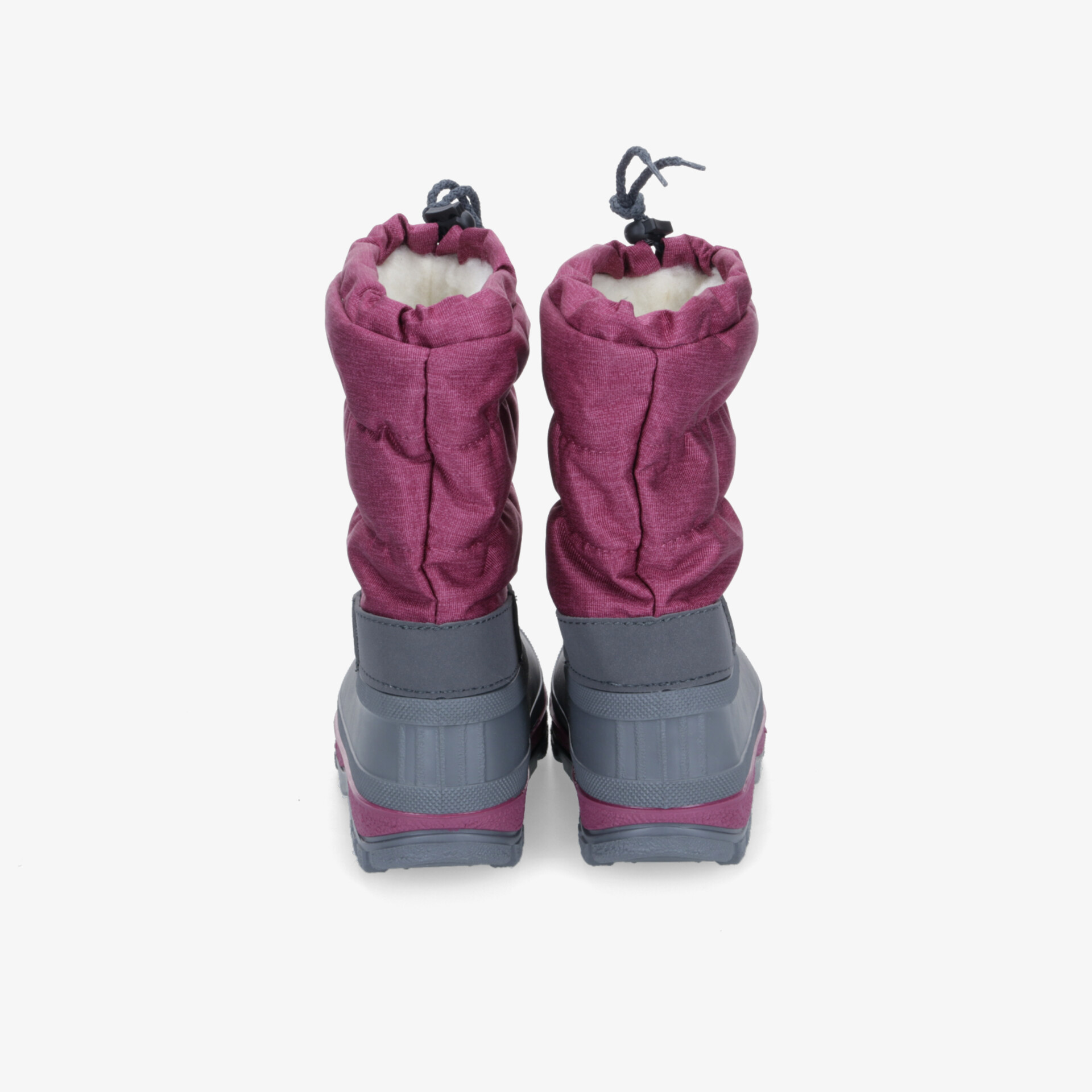 Warme Winterstiefel in Bordeaux mit kräftiger, rutschfester Sohle und praktischem Kordelverschluss von hinten