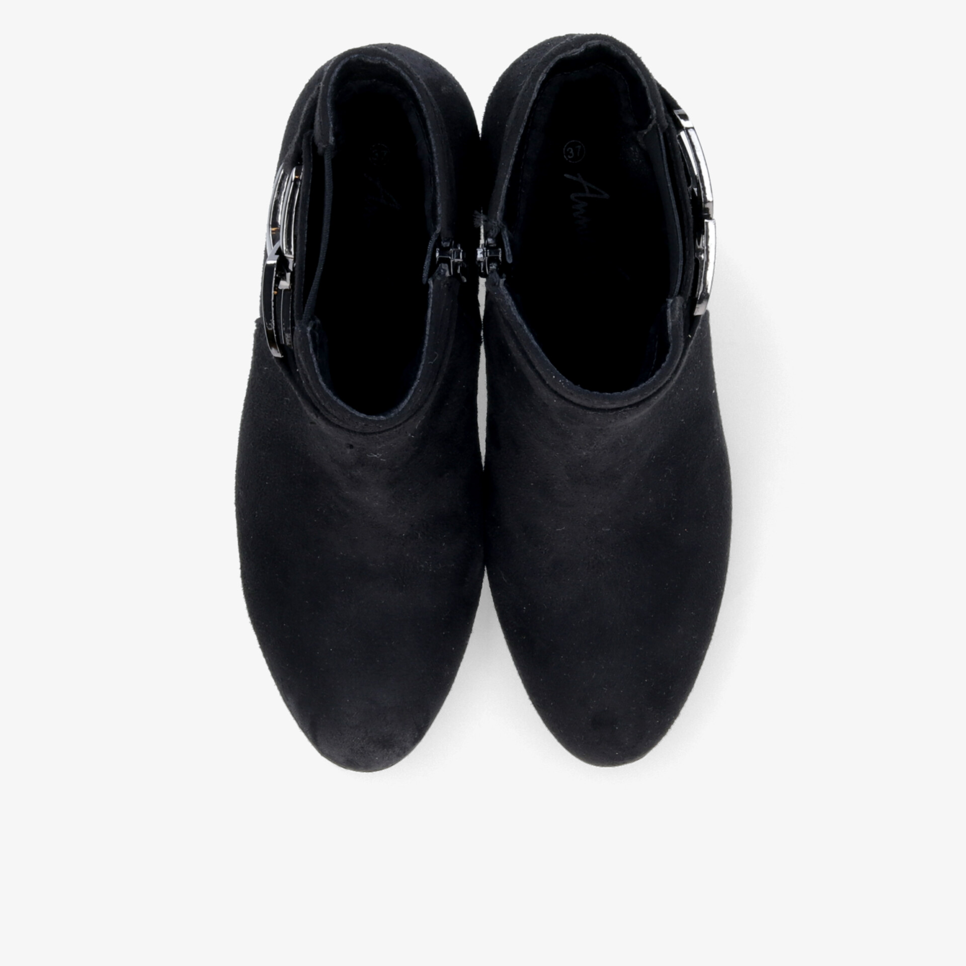 Schwarzes Paar Stiefeletten mit Reißverschluss, bequemes und elegantes Design aus hochwertigem Material