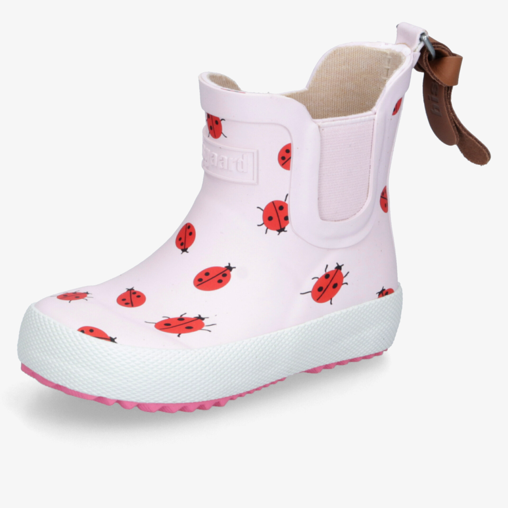 Wasserdichter robuster Gummistiefel mit kindlichem Marienkäfer-Design und rutschfester Sohle, bequem und leicht anzuziehen