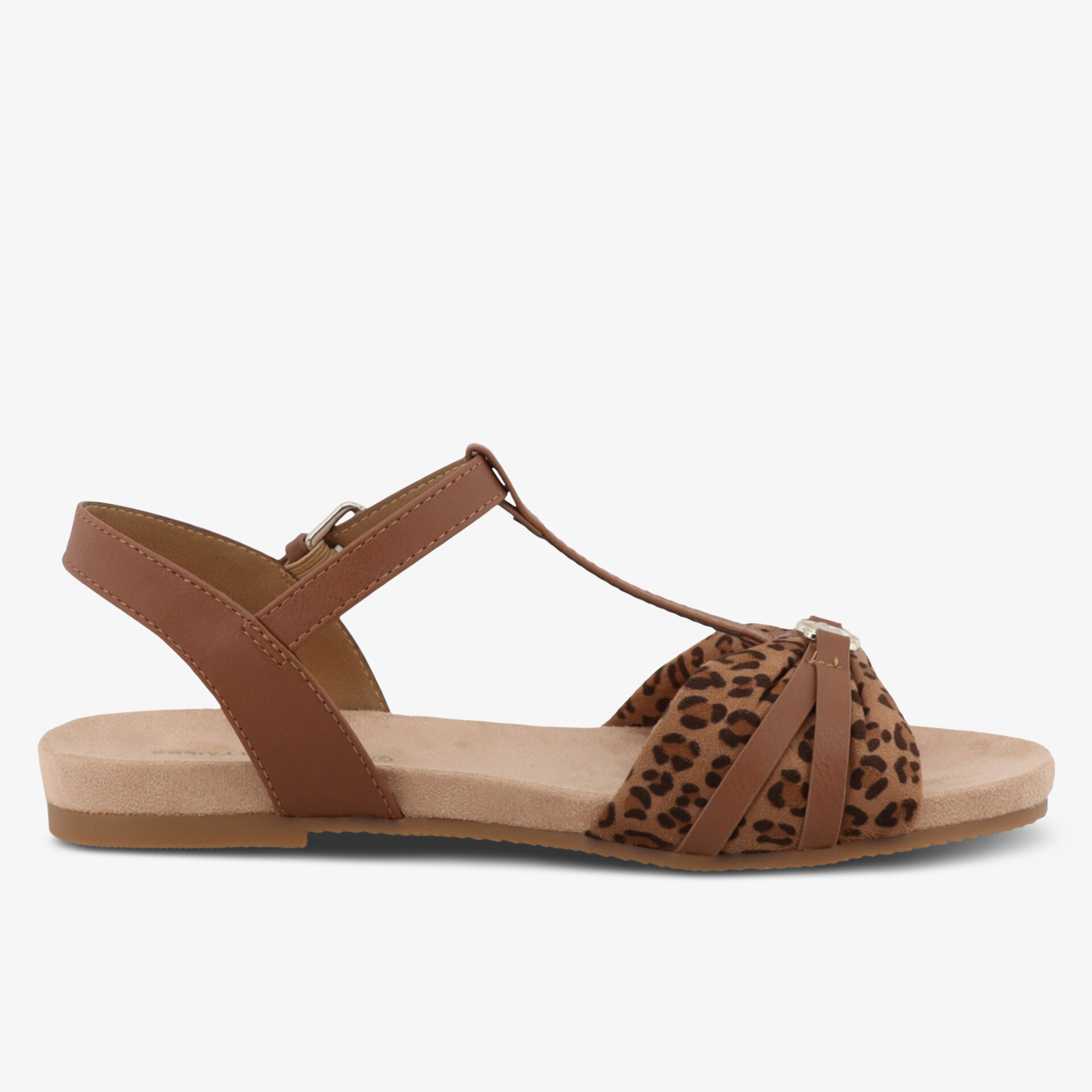 Elegante braune Sandale mit Leopardenmuster, perfekte Wahl für sommerliche Outfits