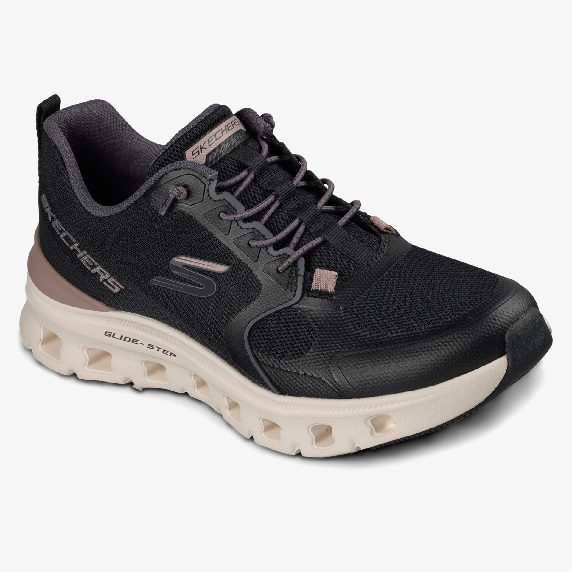 Schwarzer bequemer Laufschuh mit gepolsterter Sohle und atmungsaktivem Mesh-Material für optimalen Komfort