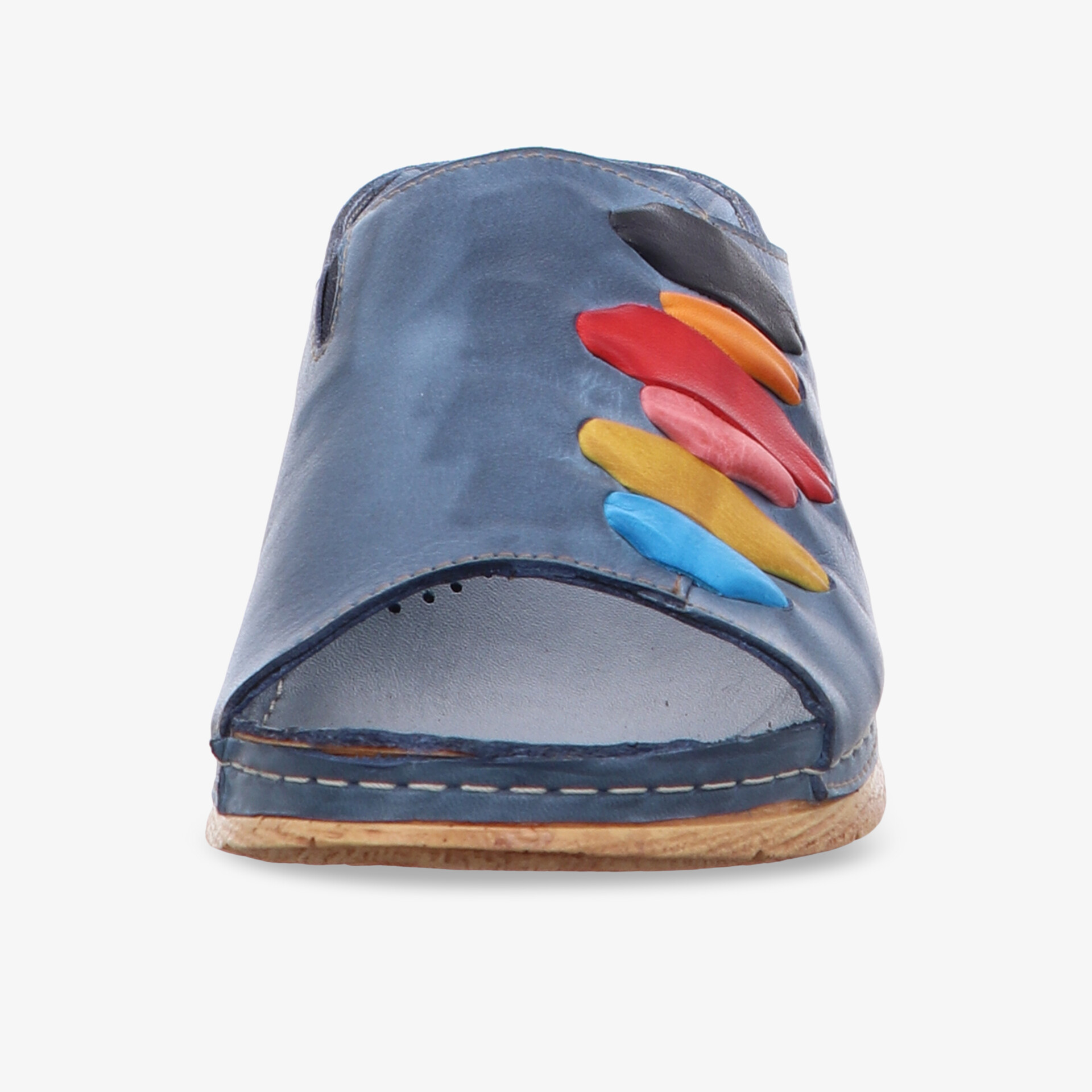 Bunter, bequemer Schuh mit offener Spitze und farbenfrohen Akzenten für lässigen Stil.