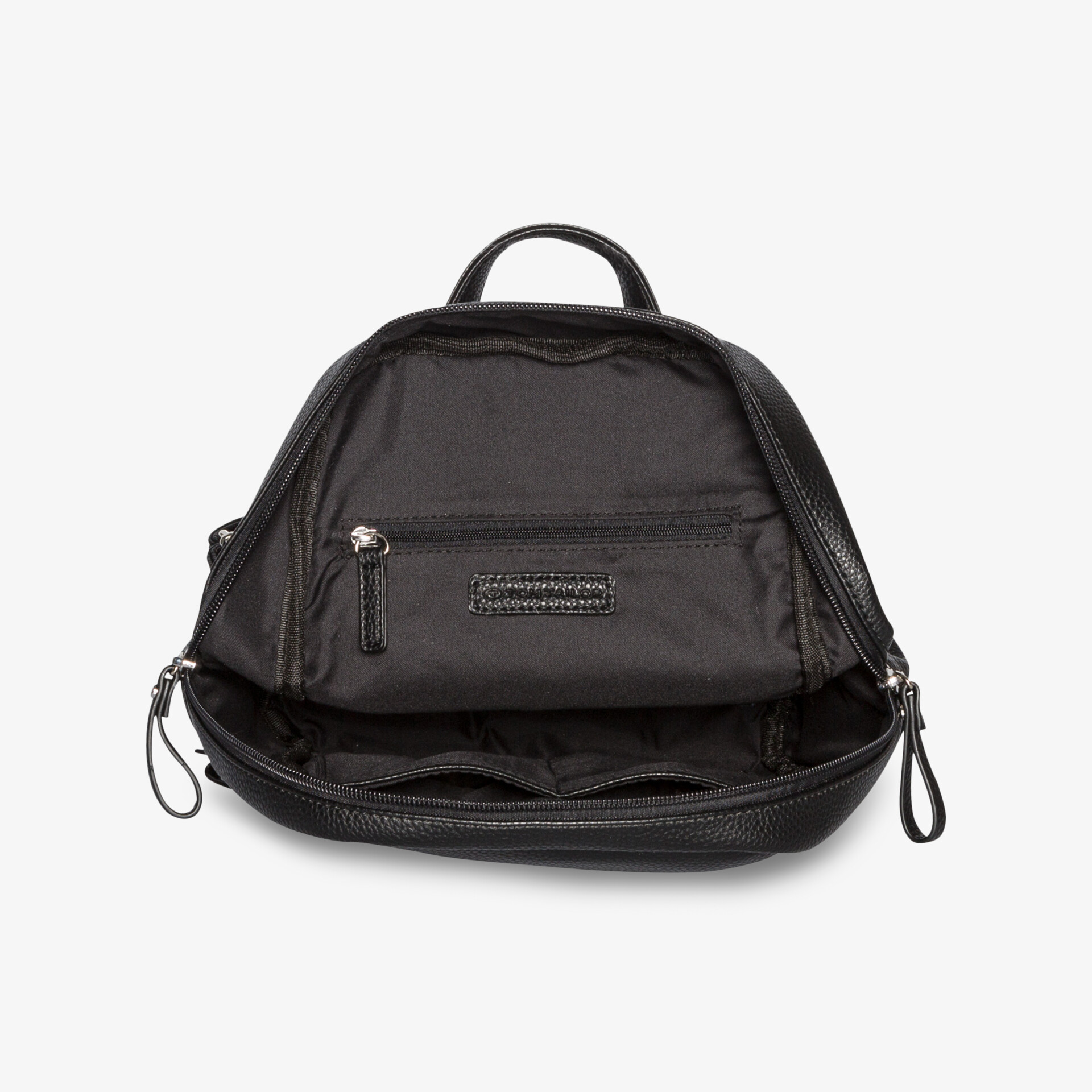 Kompakter schwarzer Rucksack mit praktischem Innenraum und vielseitiger Nutzung. Perfekt für den Alltag.