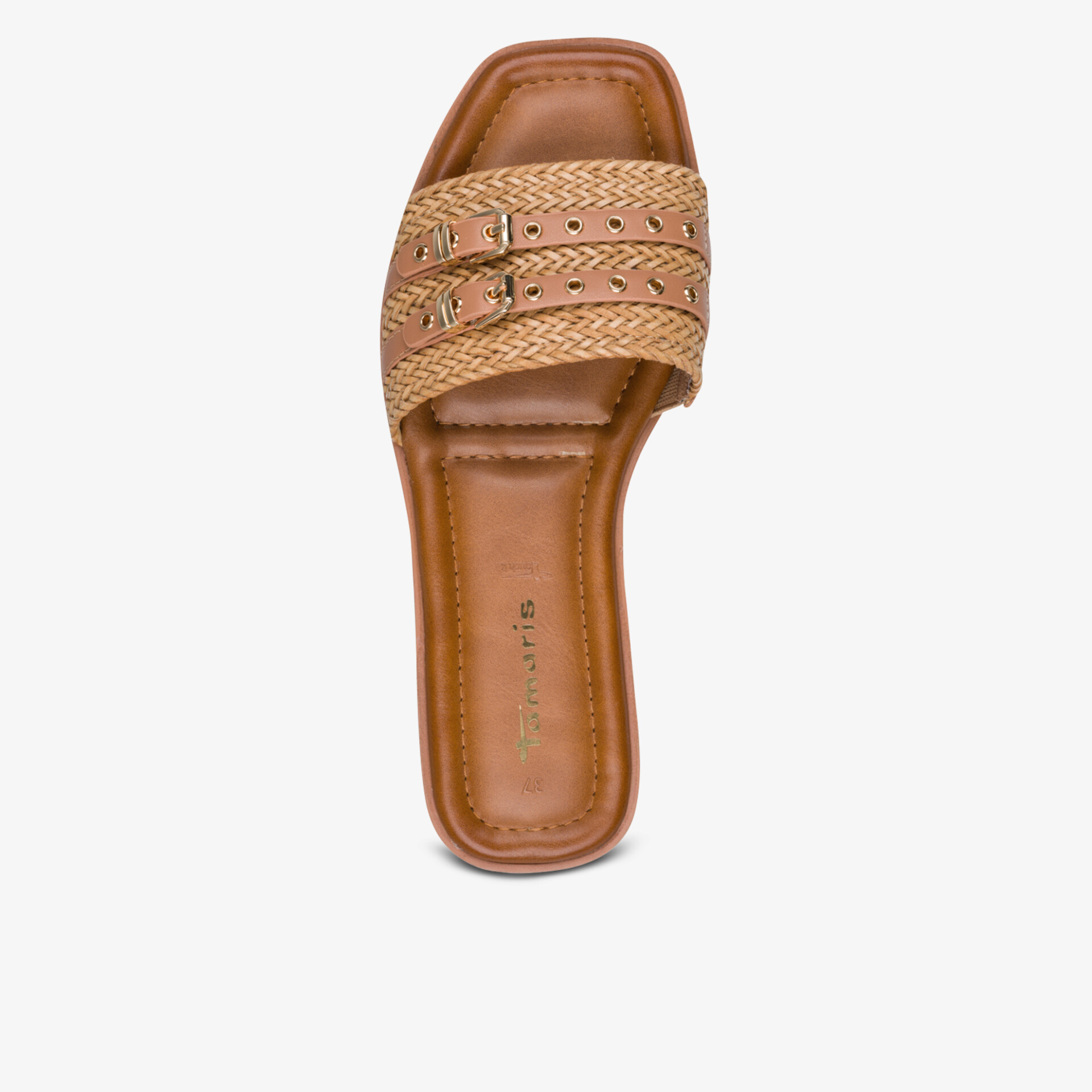 Bequemer brauner flacher Schuh mit geflochtenem Riemendesign, ideal für den Sommer