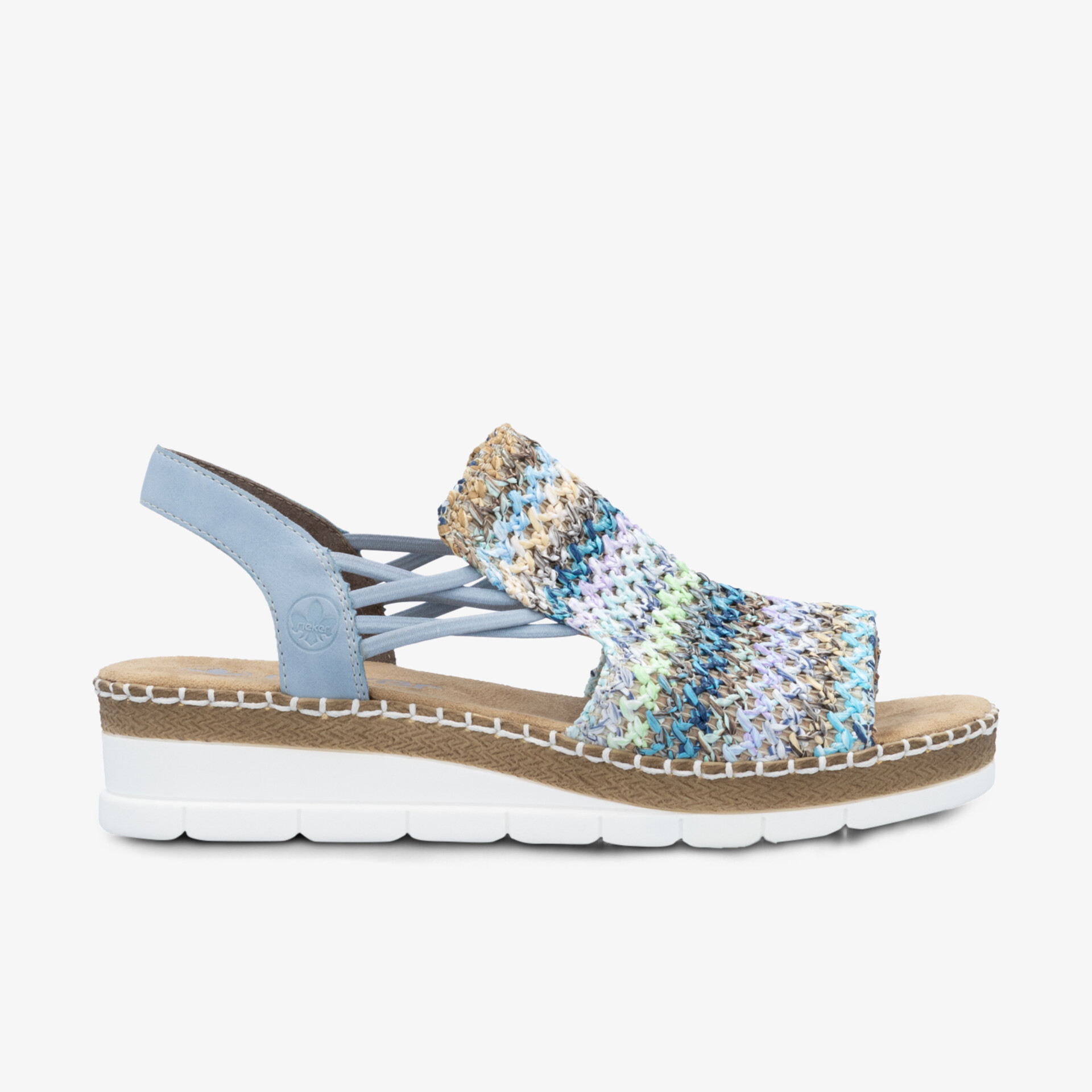 Leichte Sandale mit bequemer Passform und buntem, atmungsaktivem Obermaterial, rutschfeste weiße Sohle