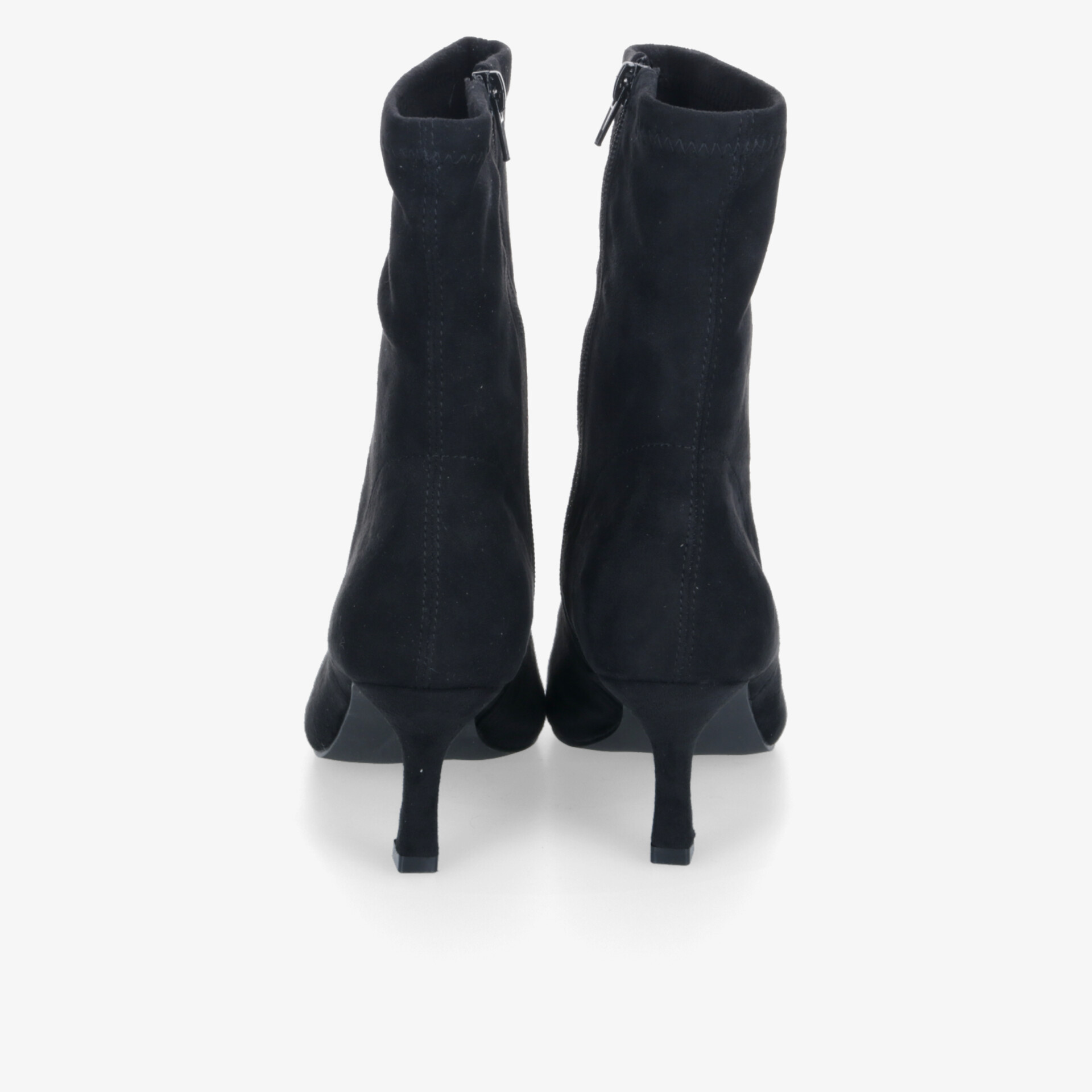 Elegante schwarze Absatzstiefel mit Reißverschluss, hochwertig verarbeitet und komfortabel, Rückansicht