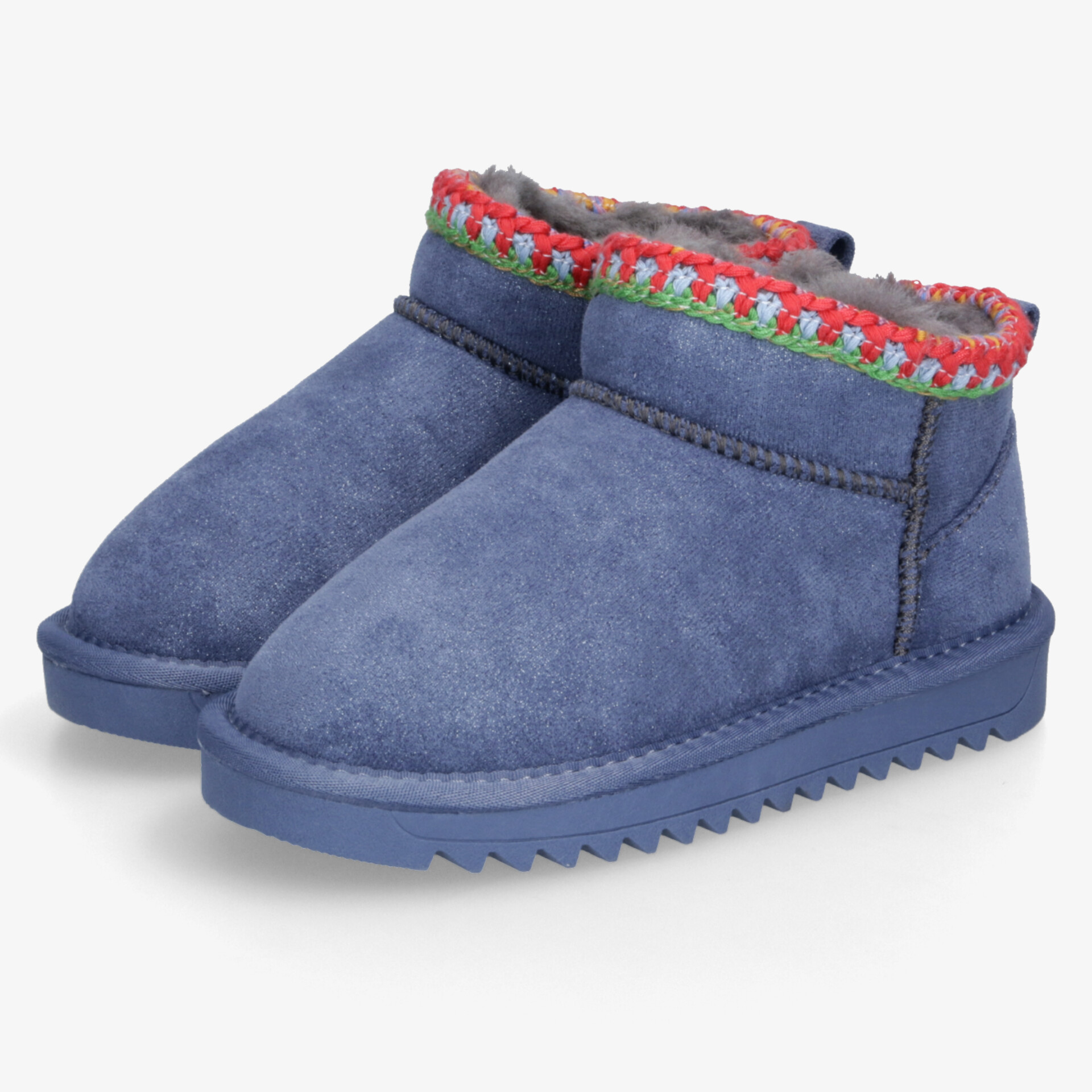 Warme, kuschelige blaue Winter-Stiefel mit weichem Material und farbigem, gefüttertem Rand